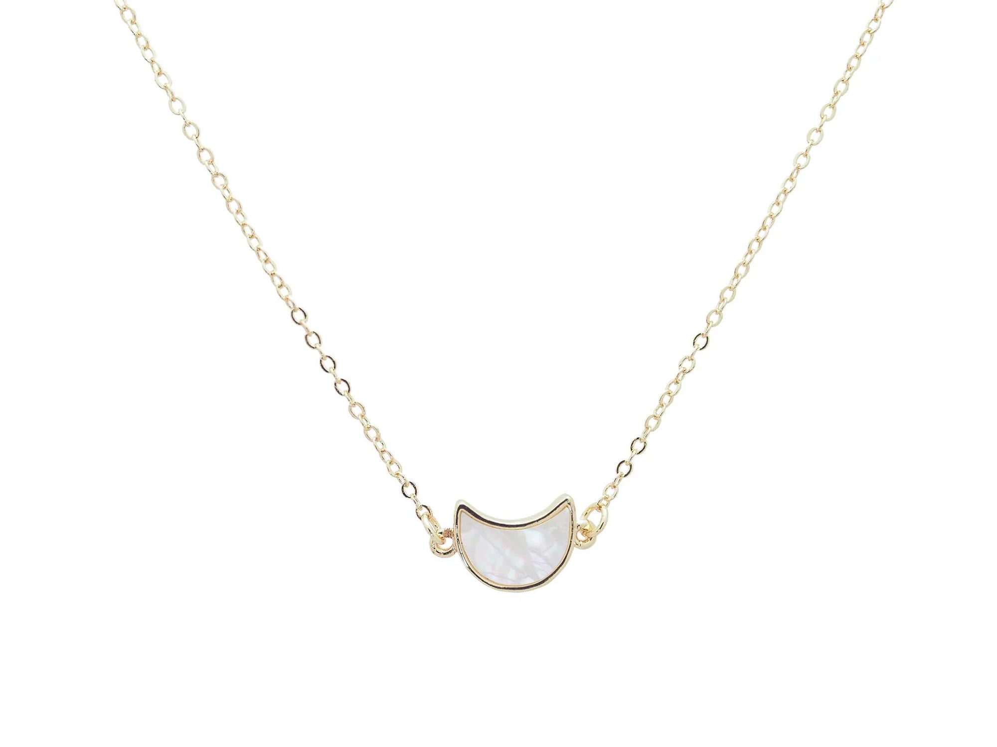 18K Gold Filled Mother of Pearl Moon Pendant