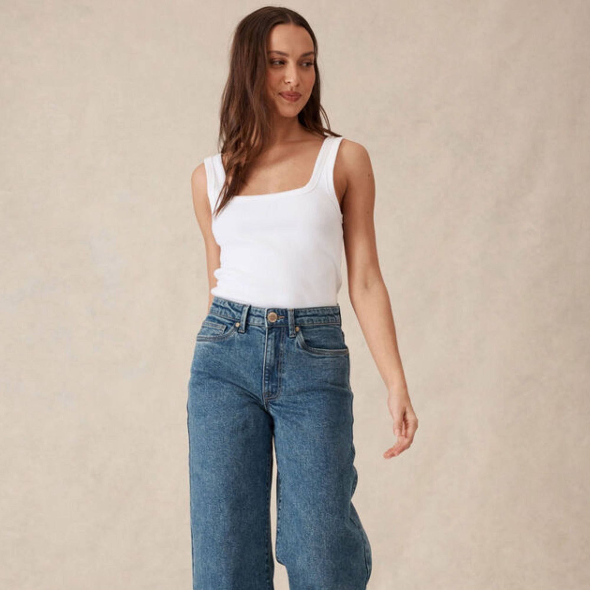 Zaeli Rib Square Neck Tank