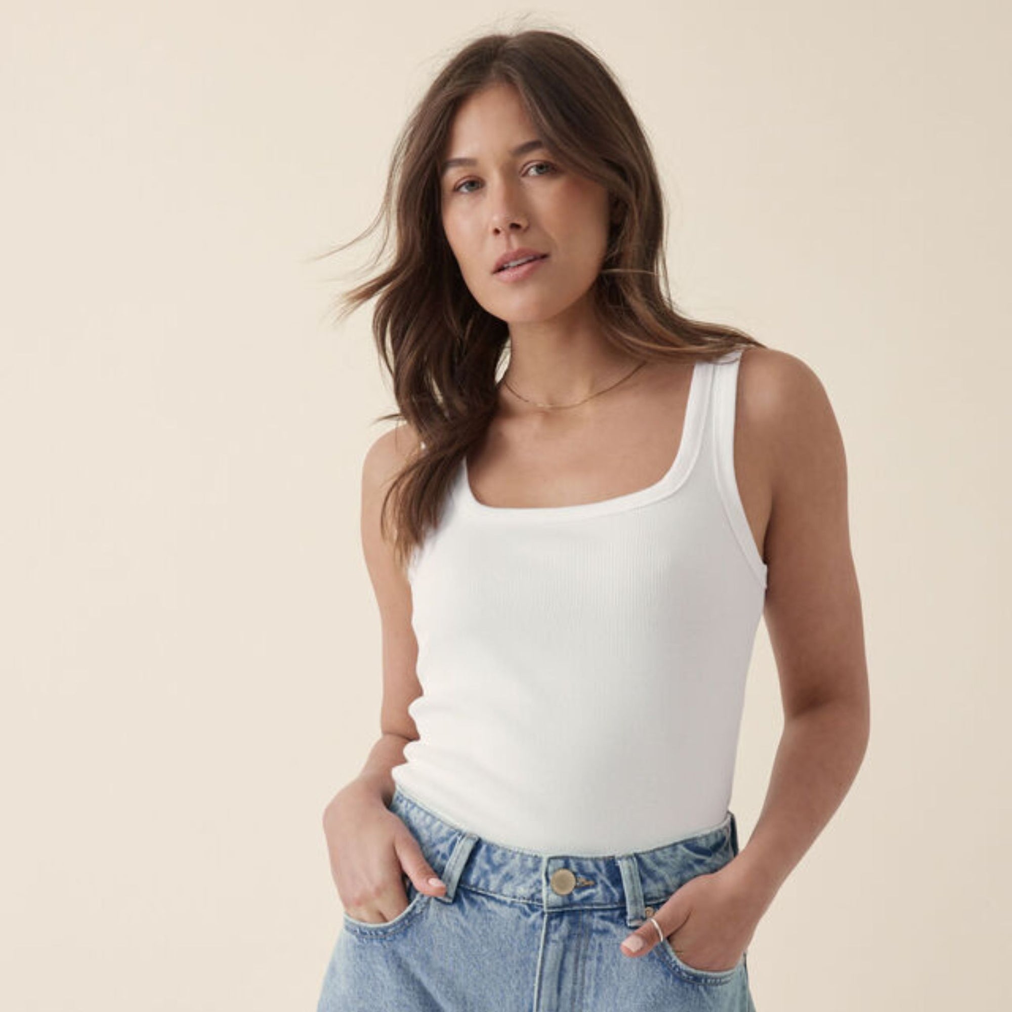 Zaeli Rib Square Neck Tank