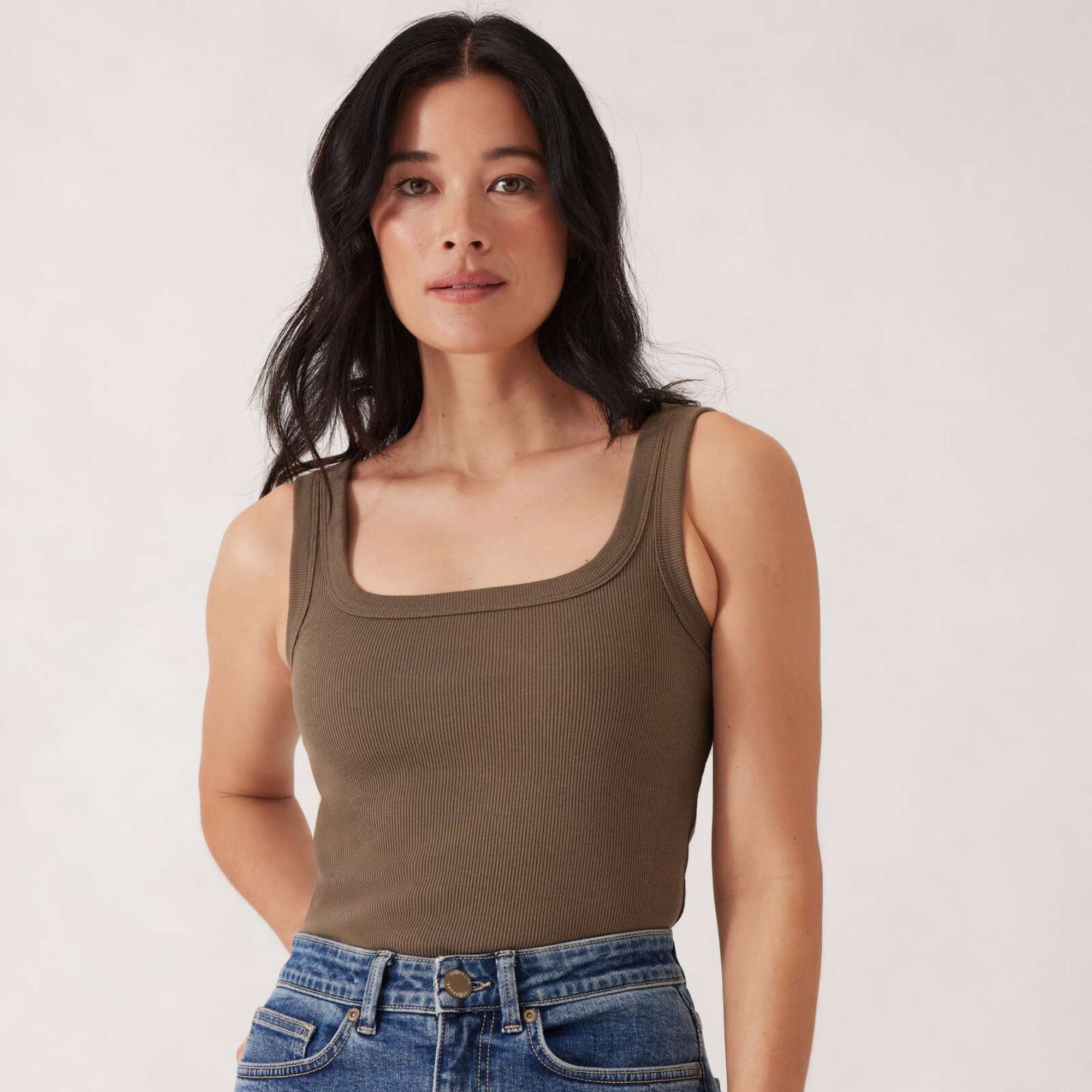 Zaeli Rib Square Neck Tank