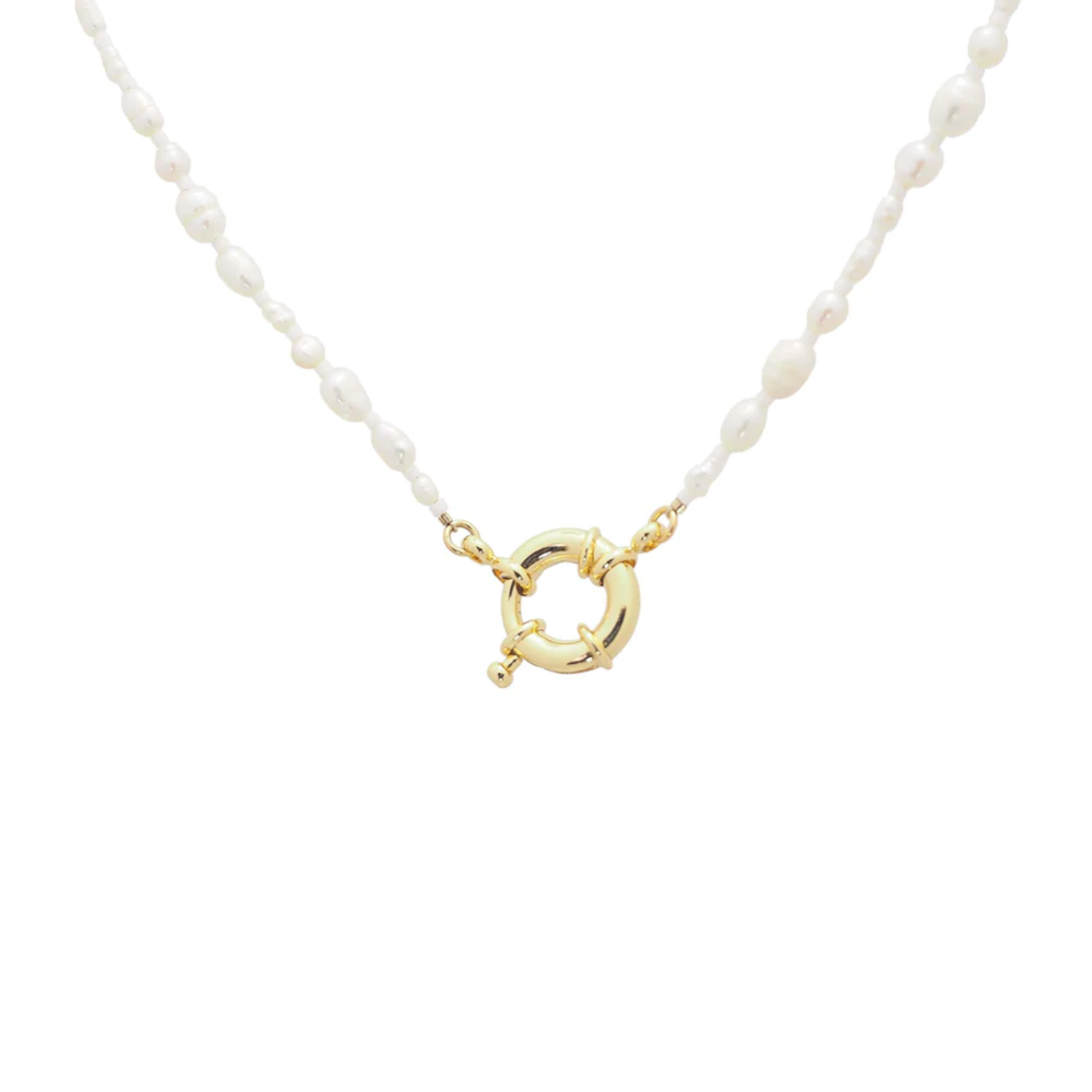 Freshwater Pearl Necklace with Nautical Clasp