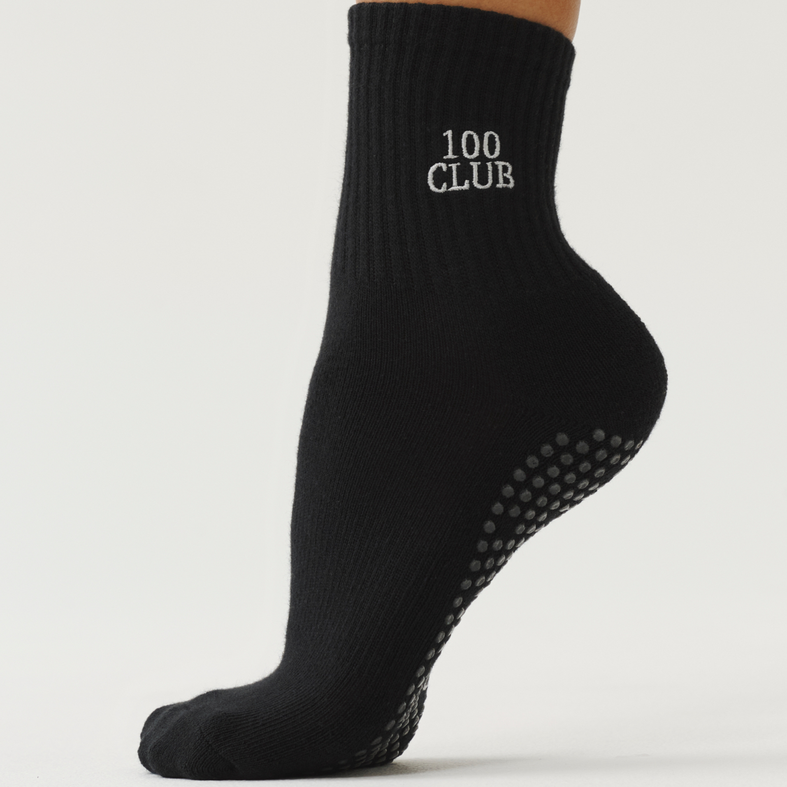 Crew Non Slip Grip Socks - 100 Club Black & Silver