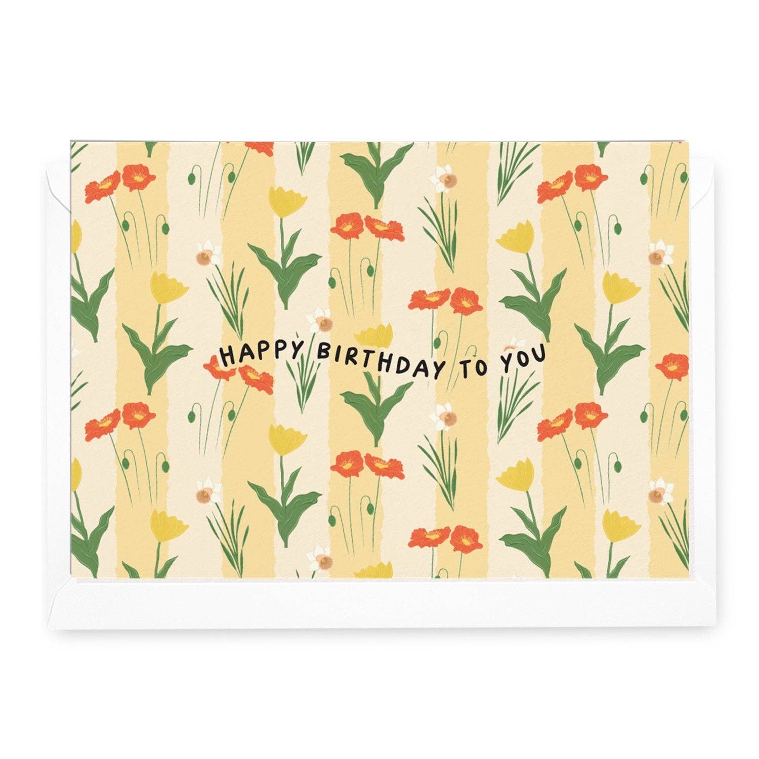 Greeting Card Happy Birthday Flower Garden