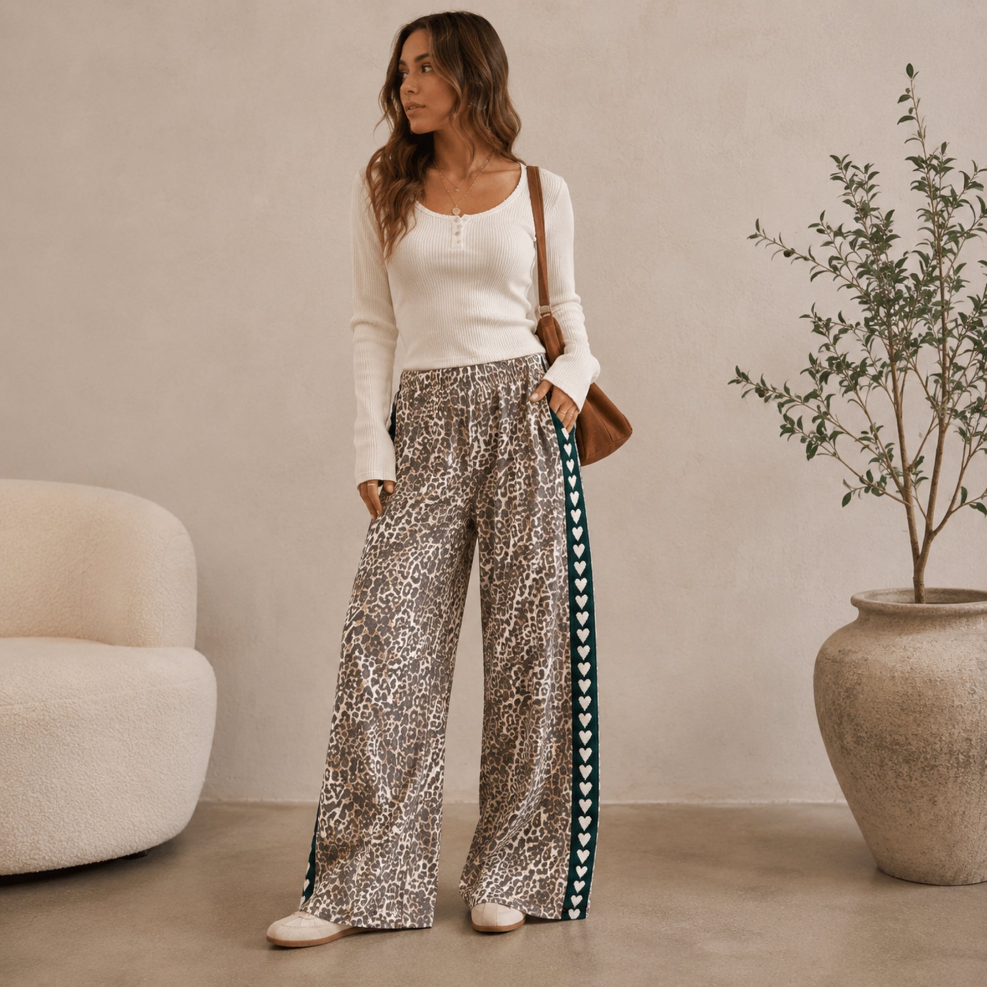 Leopard Heart Stripe Racer Jean