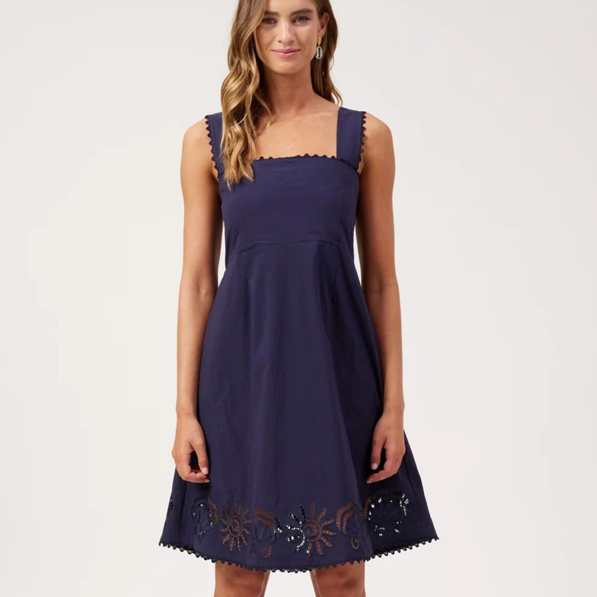 Larissa Broderie Dress - Navy