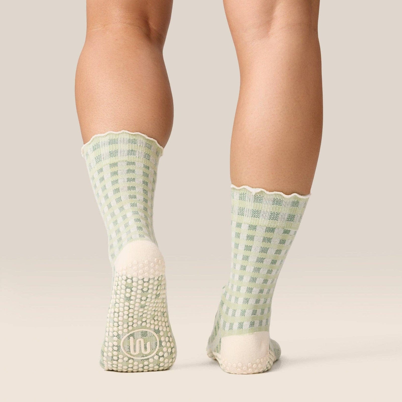 Crew Grip Socks Gingham Frill Mint