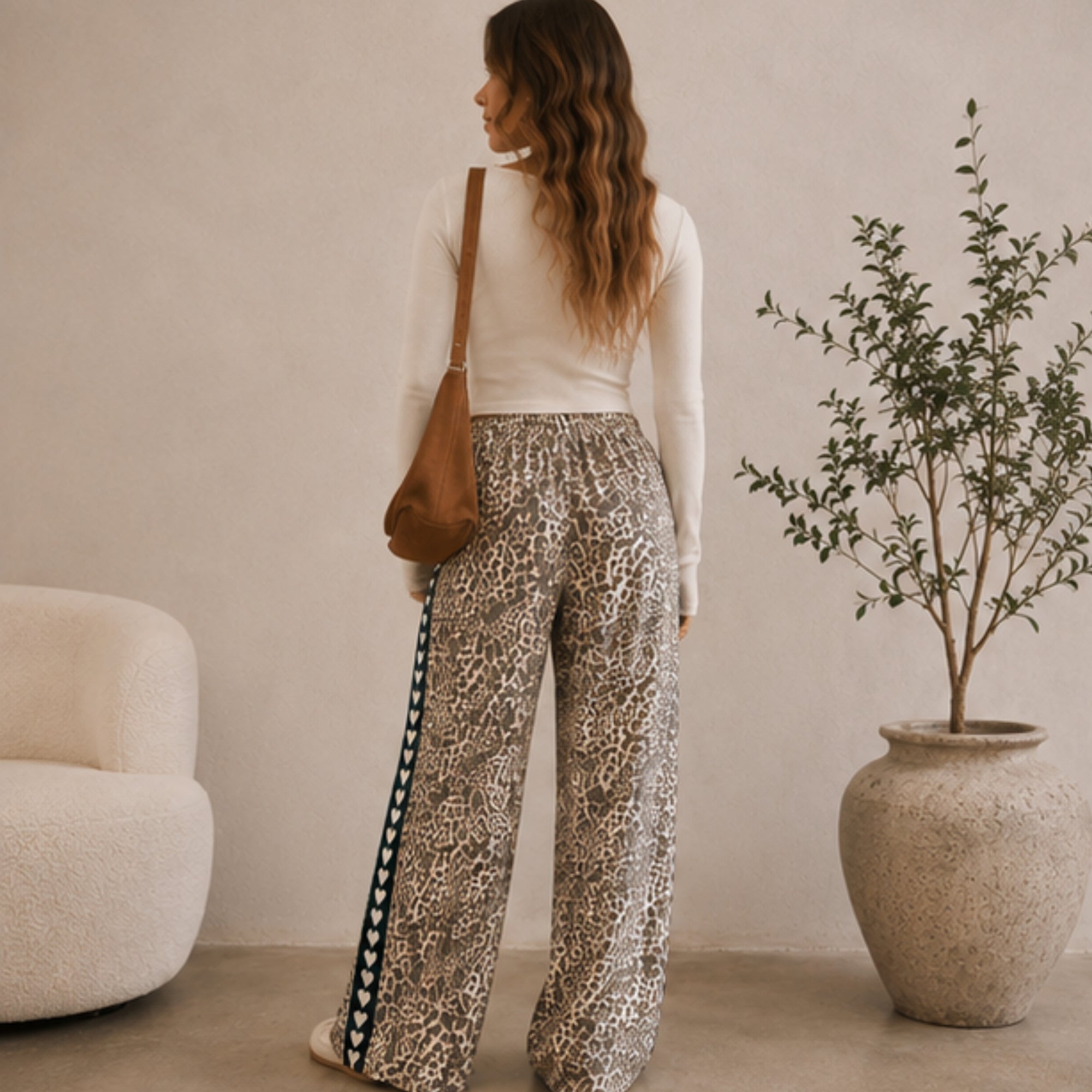 Leopard Heart Stripe Racer Jean