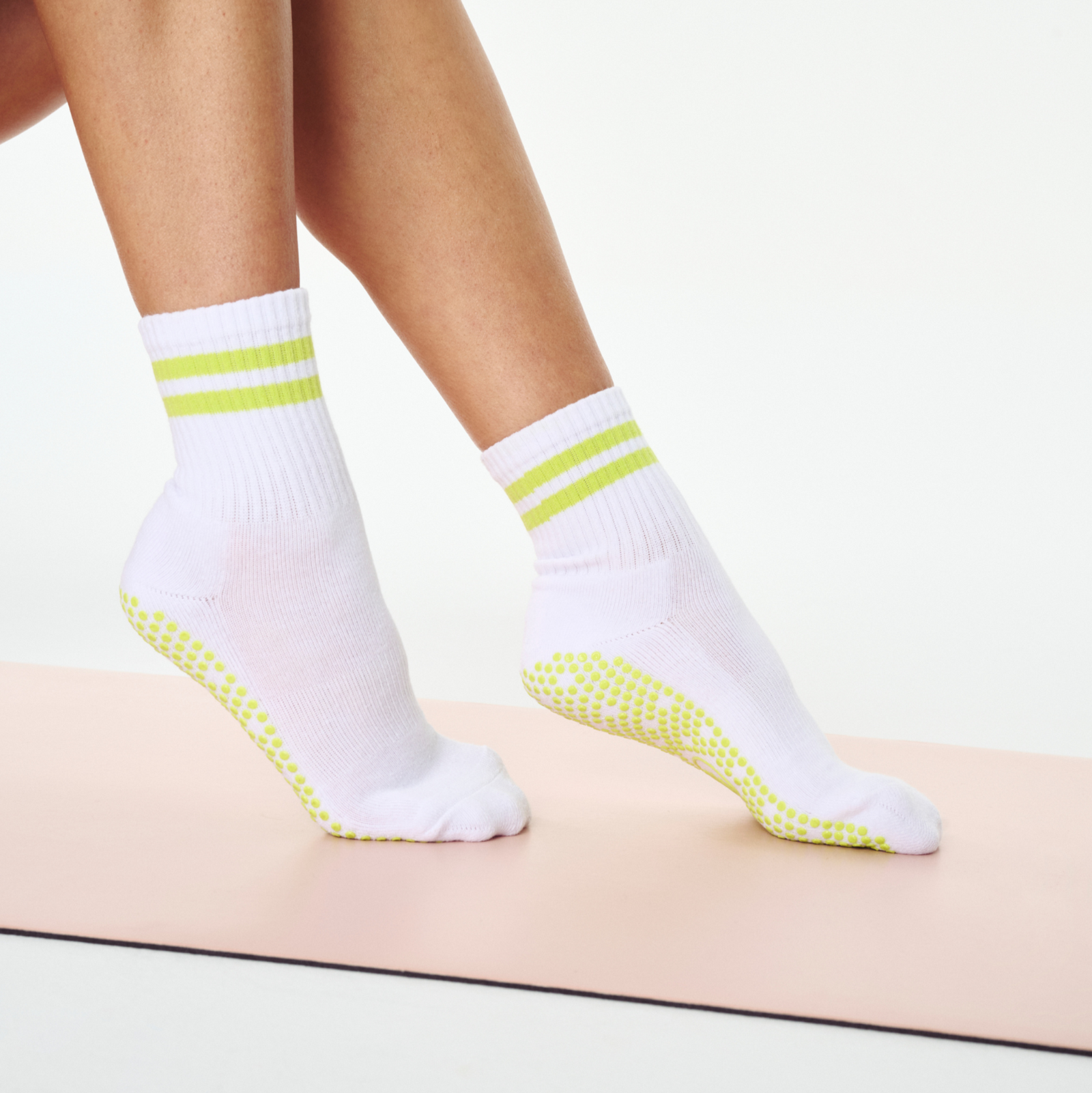 Crew Non Slip Grip Socks - Lime Stripe
