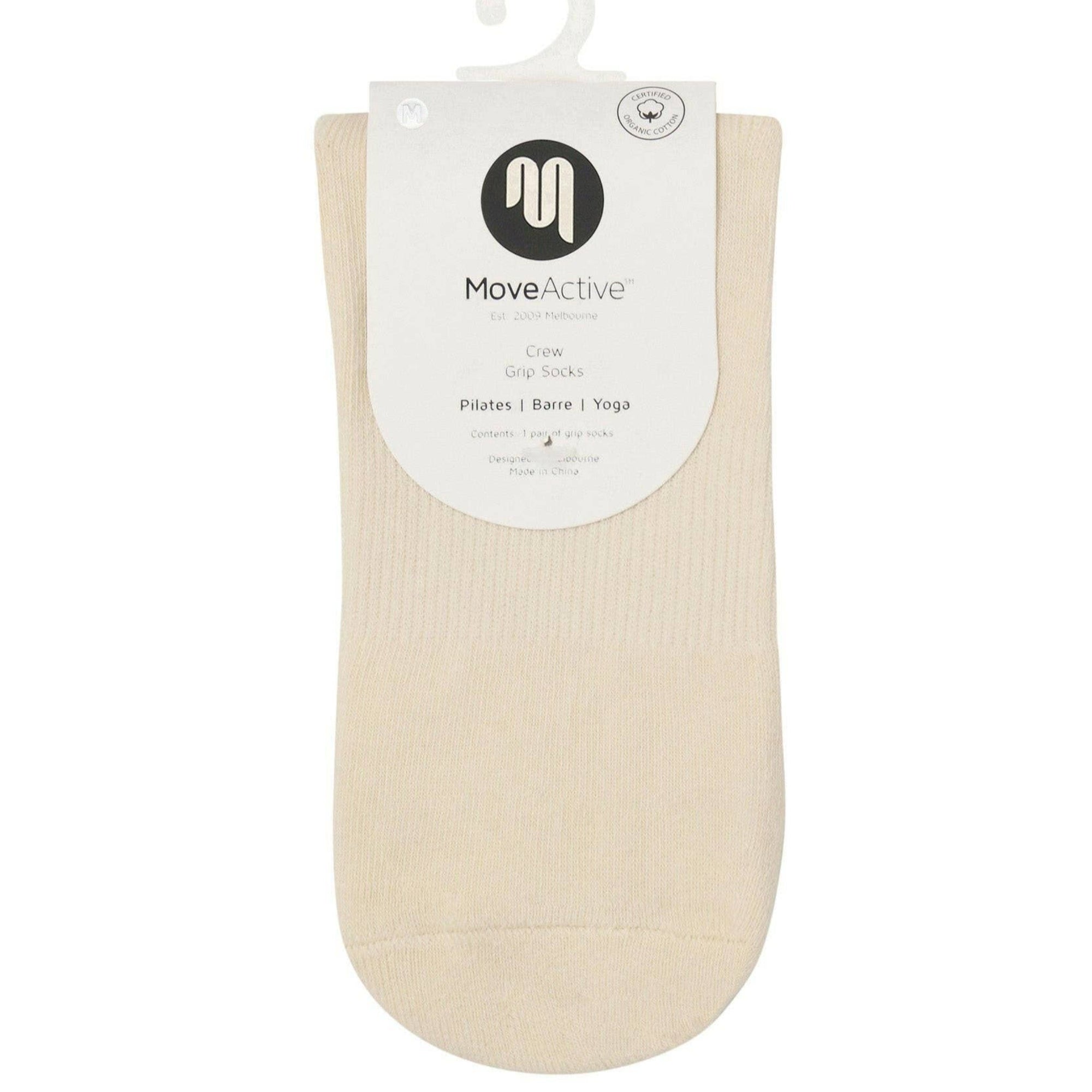 Crew Non Slip Grip Socks - Stripe Vanilla &amp; Sage Large