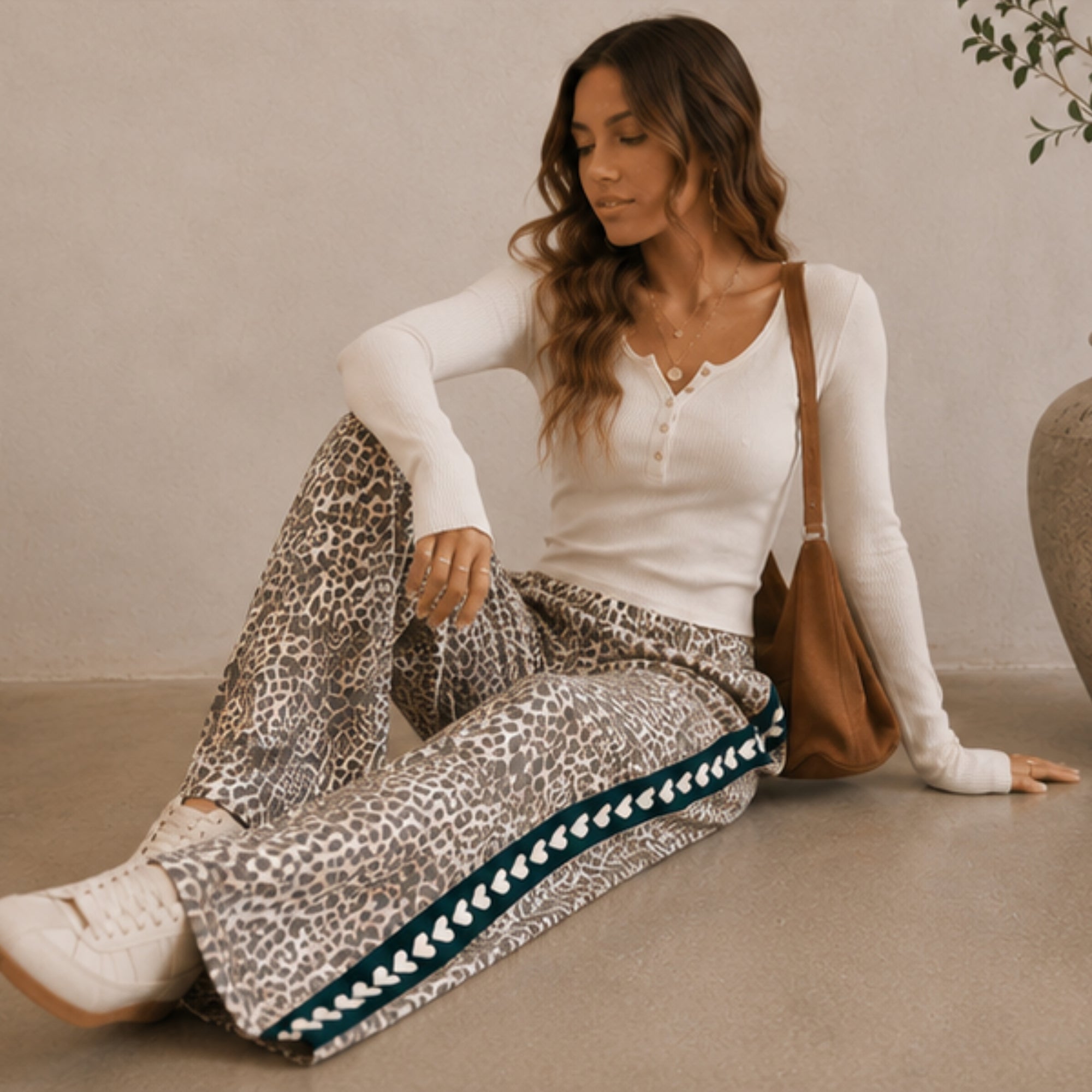 Leopard Heart Stripe Racer Jean