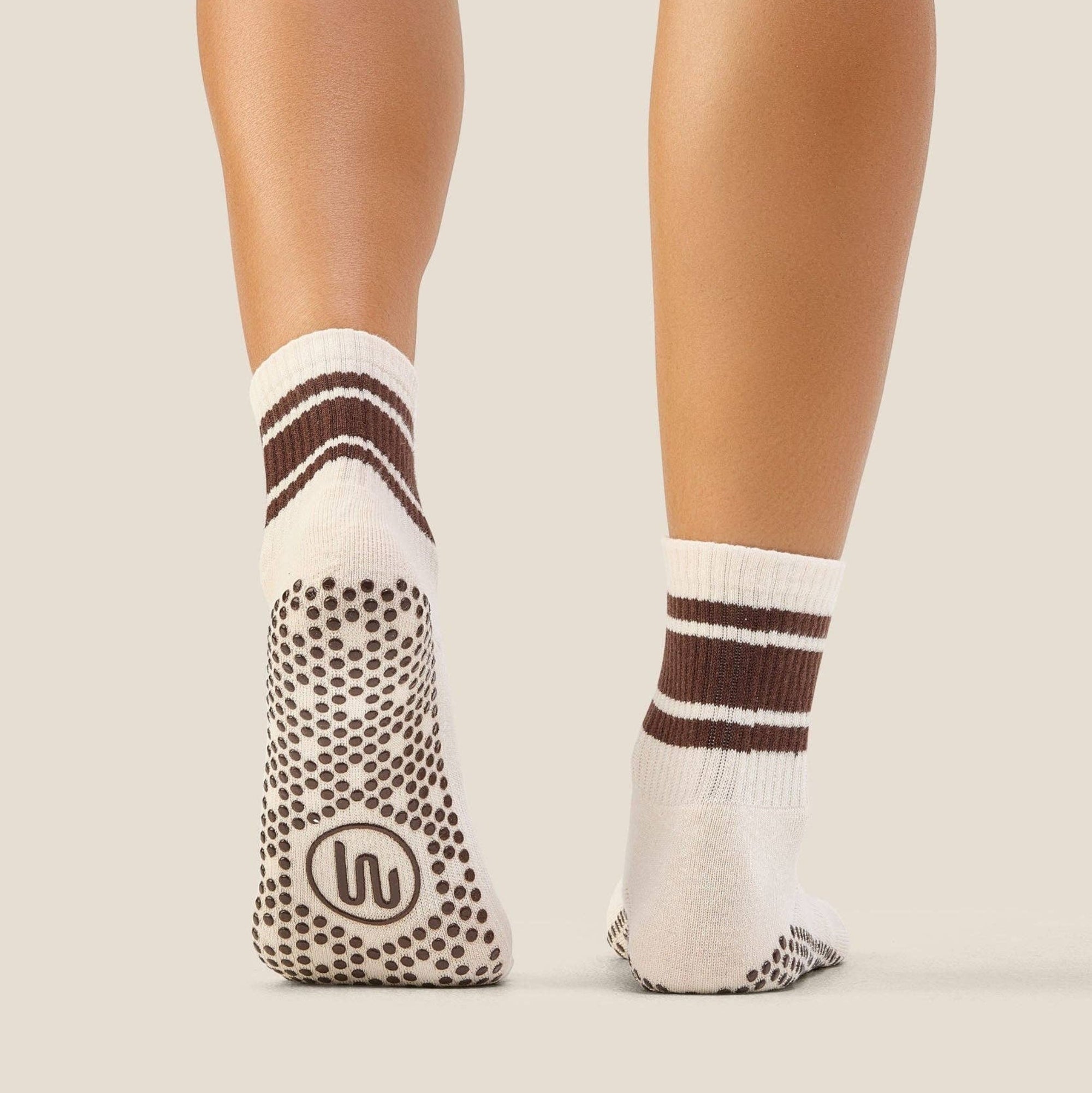 Crew Grip Socks Oat Espresso Stripe