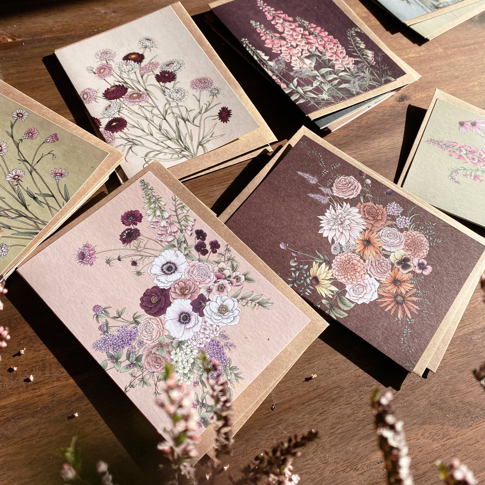 Greeting Card Florist Bouquet in Brown