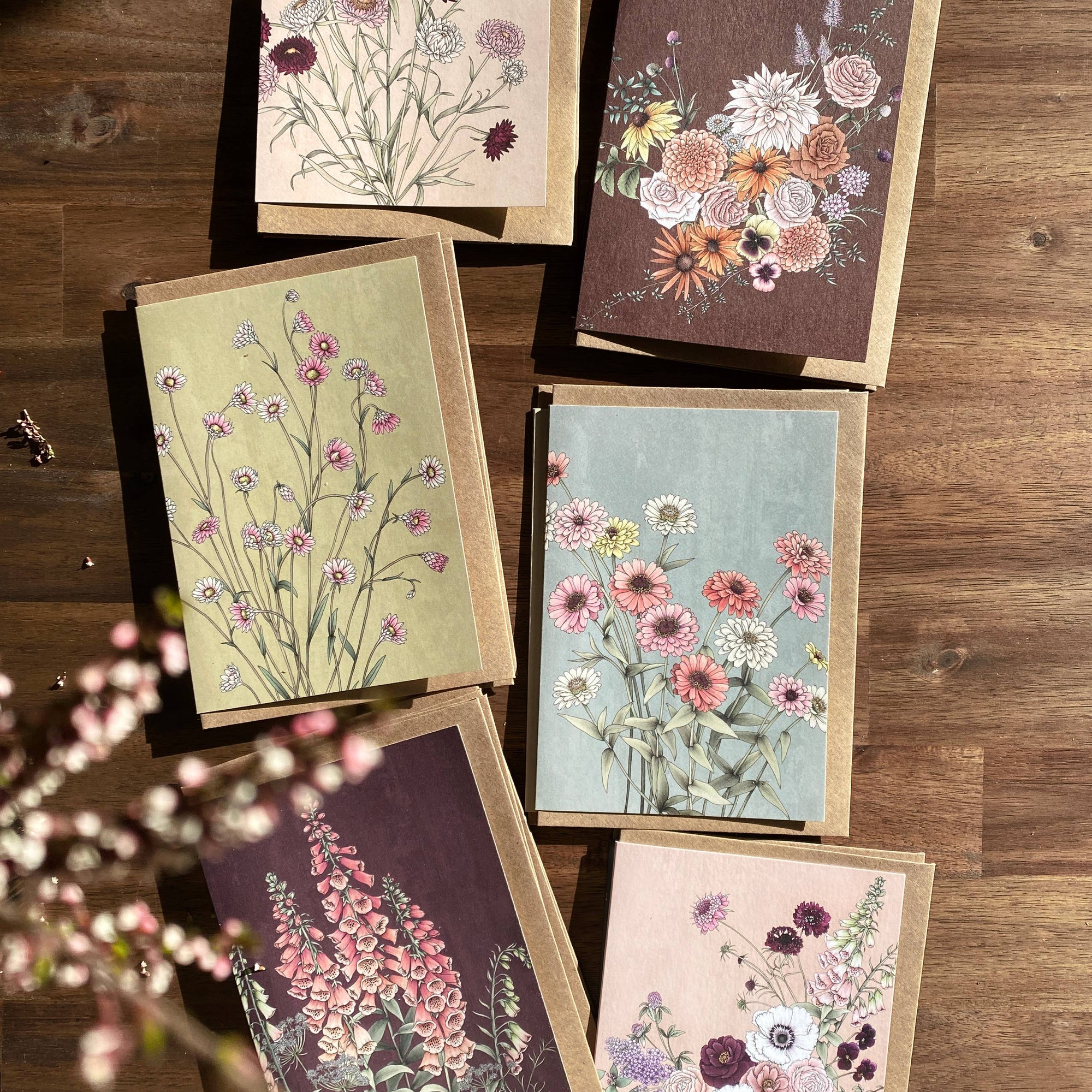 Greeting Card Florist Bouquet in Brown