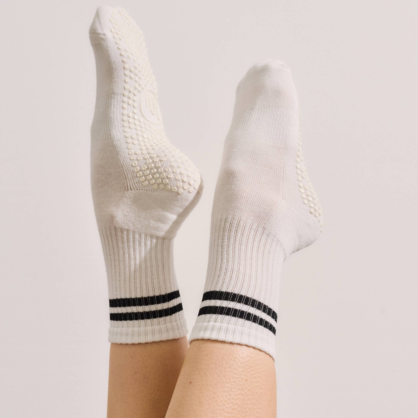 Crew Non Slip Grip Socks - Sporty Stripe Ivory