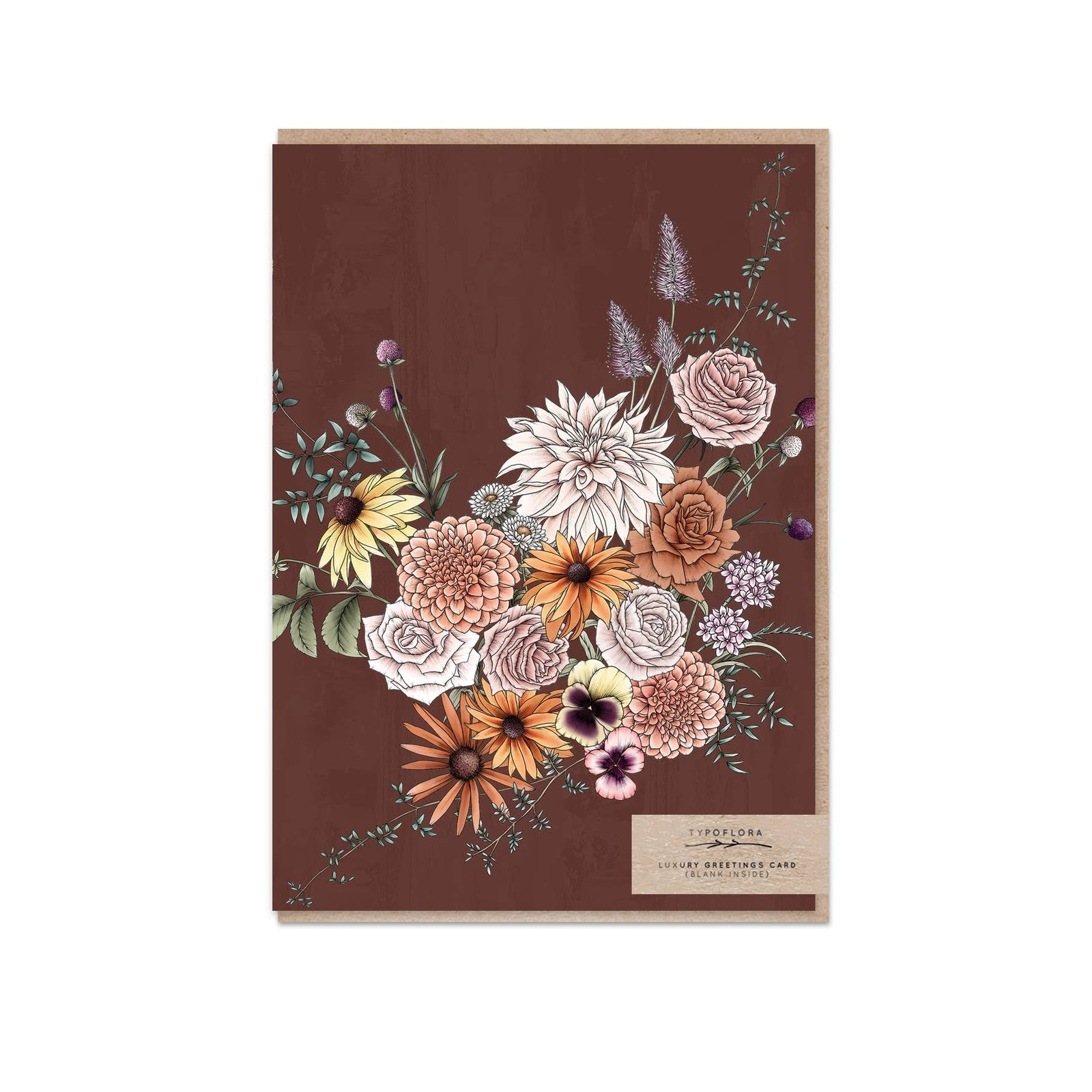 Greeting Card Florist Bouquet in Brown