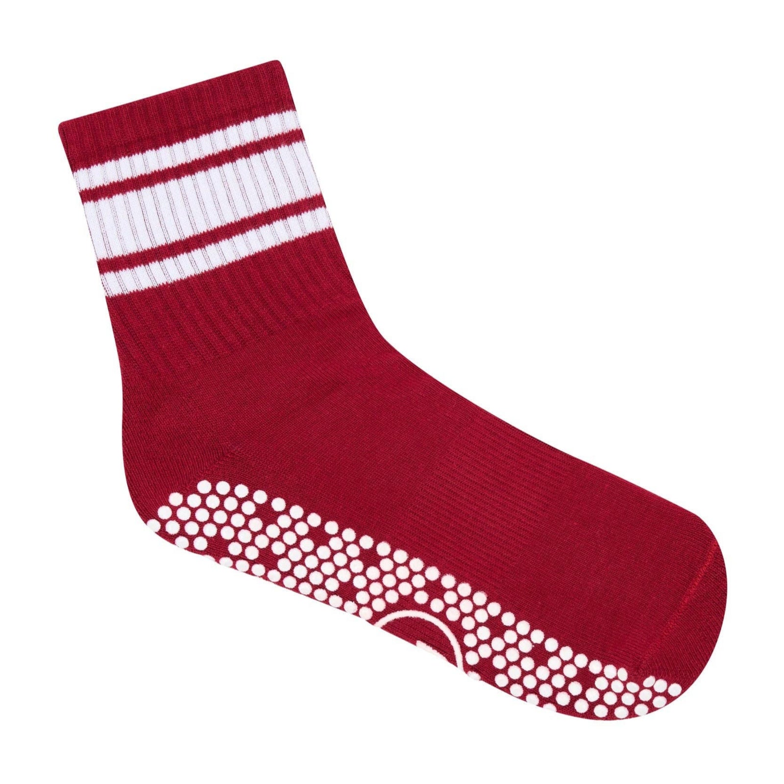 Crew Non Slip Grip Socks - Ruby Stripe