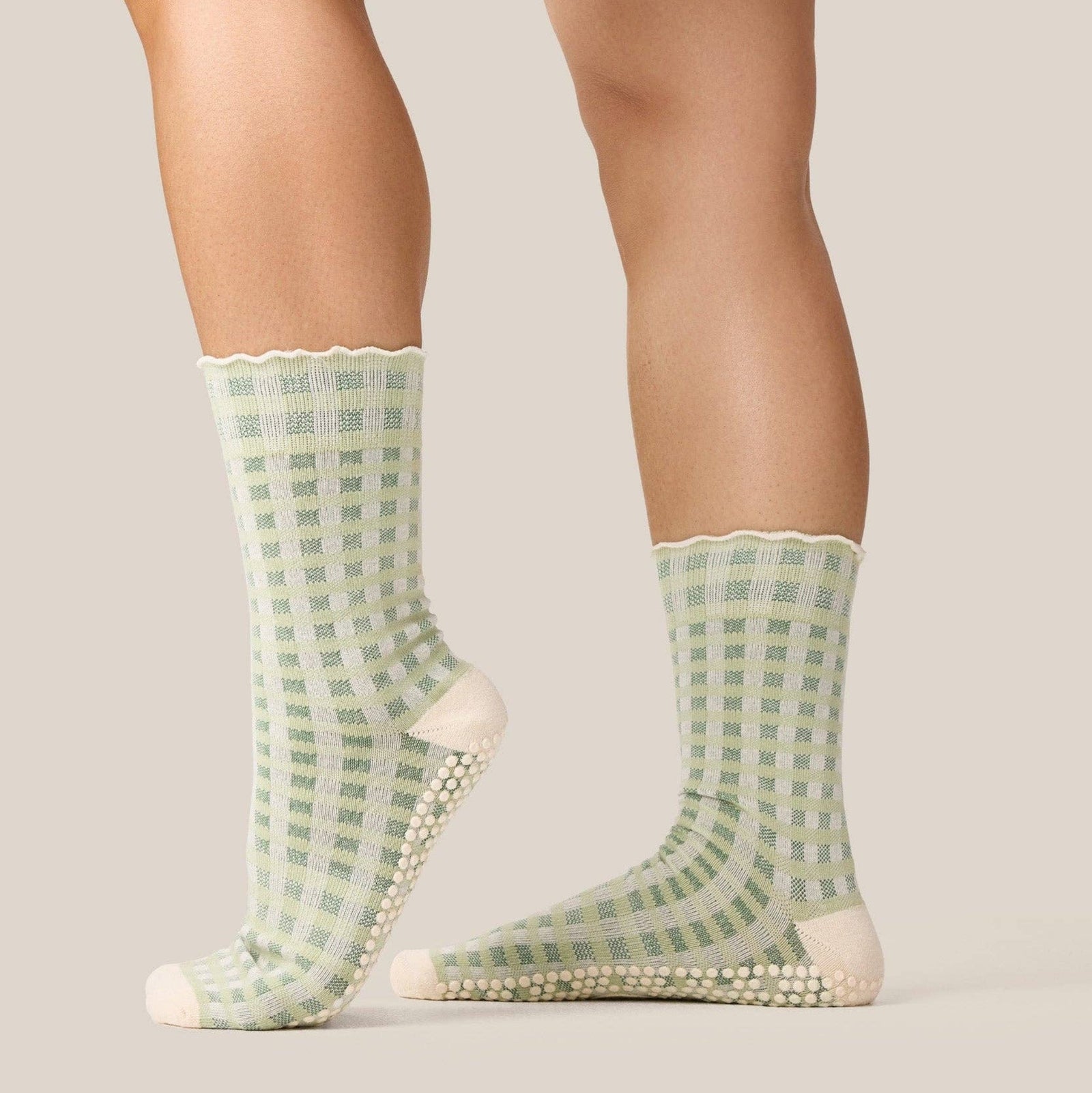 Crew Grip Socks Gingham Frill Mint