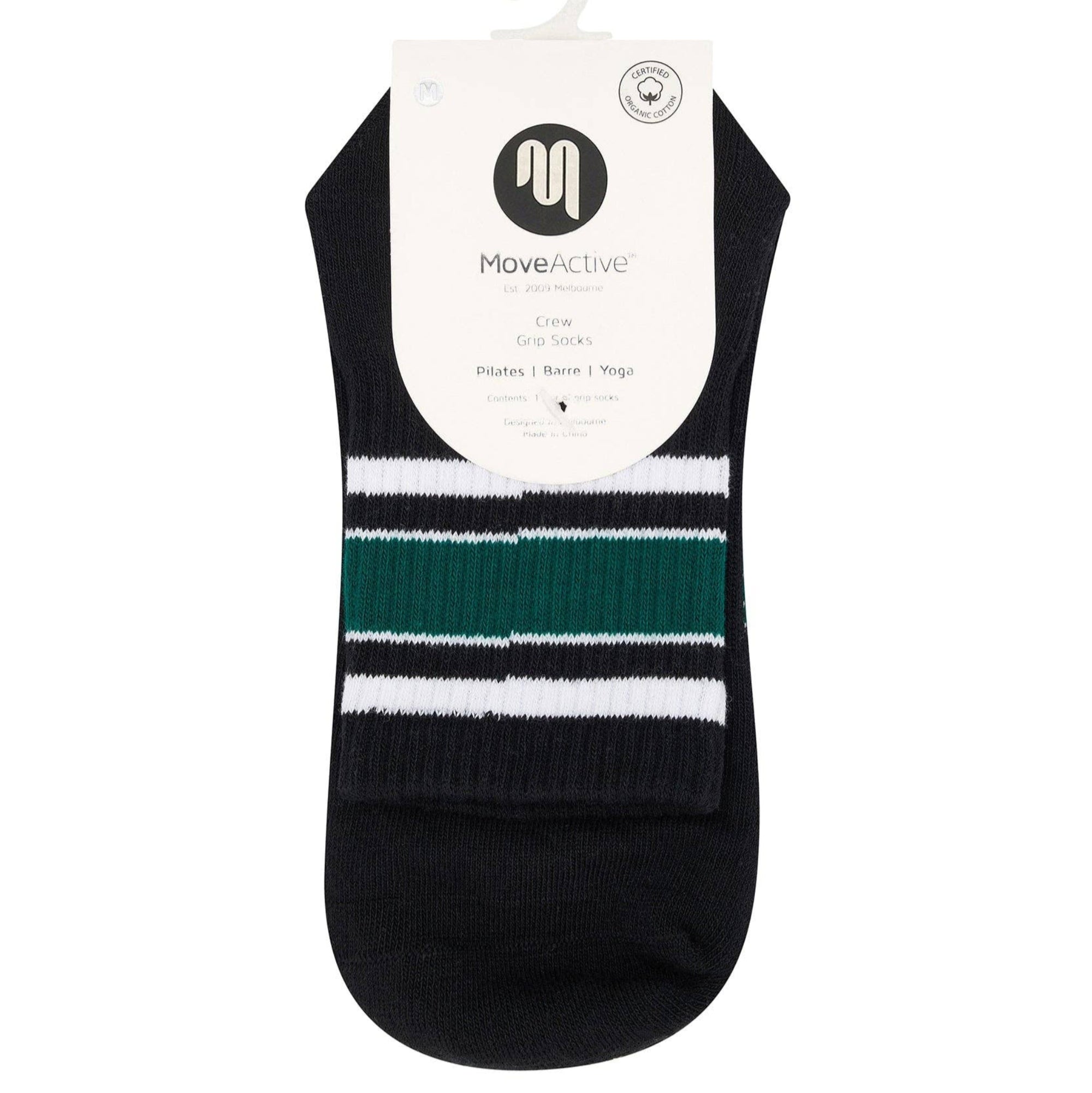 Crew Non Slip Grip Socks - Midnight Emerald Stripe