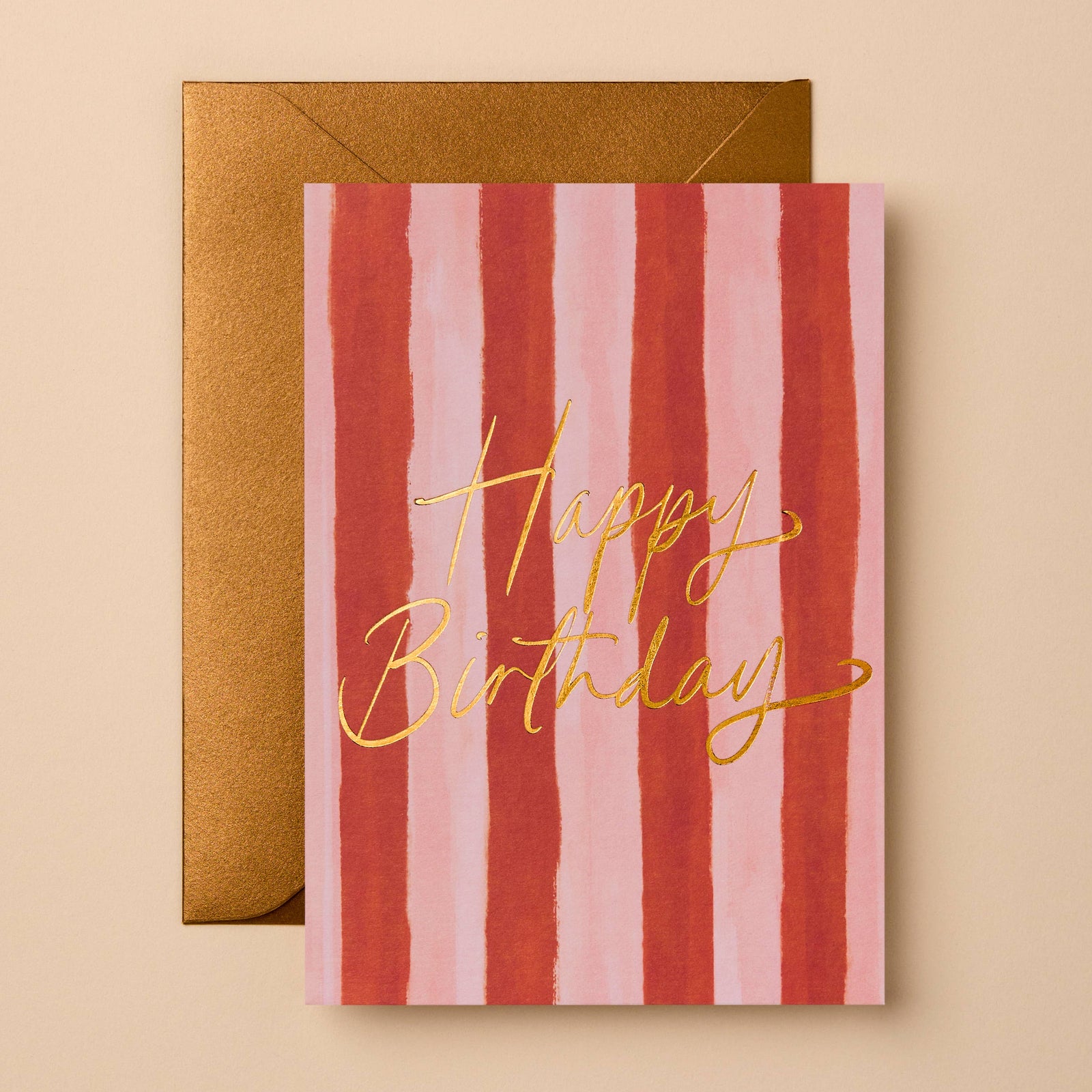 Happy Birthday | Gold Foil Stripes Birthday Card
