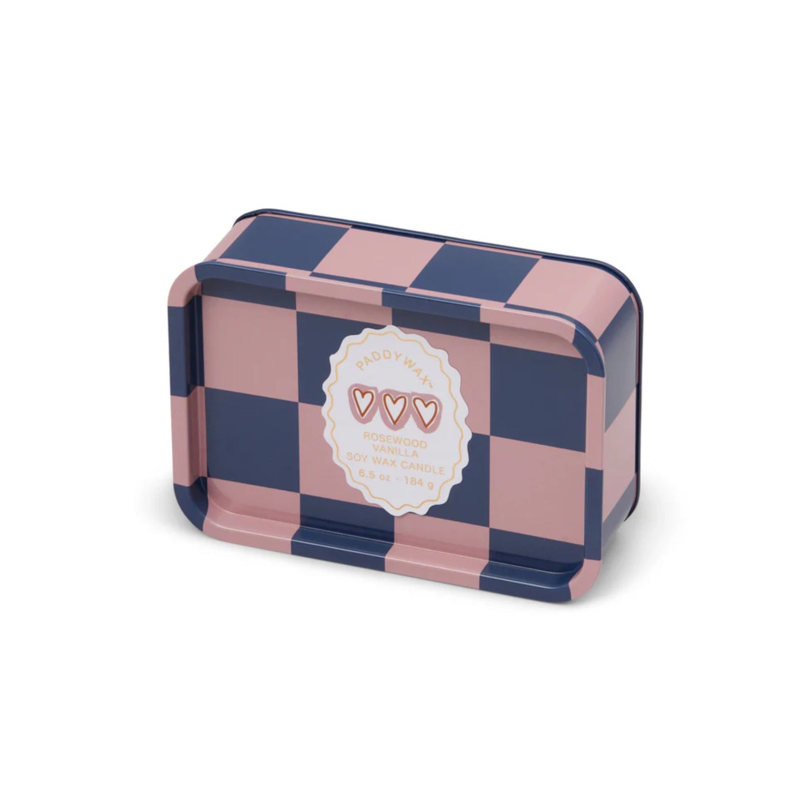 Adopo Hearts Printed Tin Candle - Rosewood & Vanilla