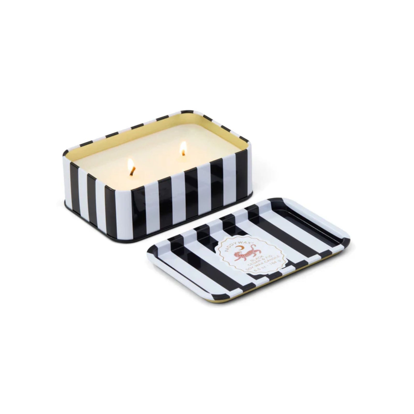 Adopo Tiger Printed Tin Candle - Black Cedar & Fig