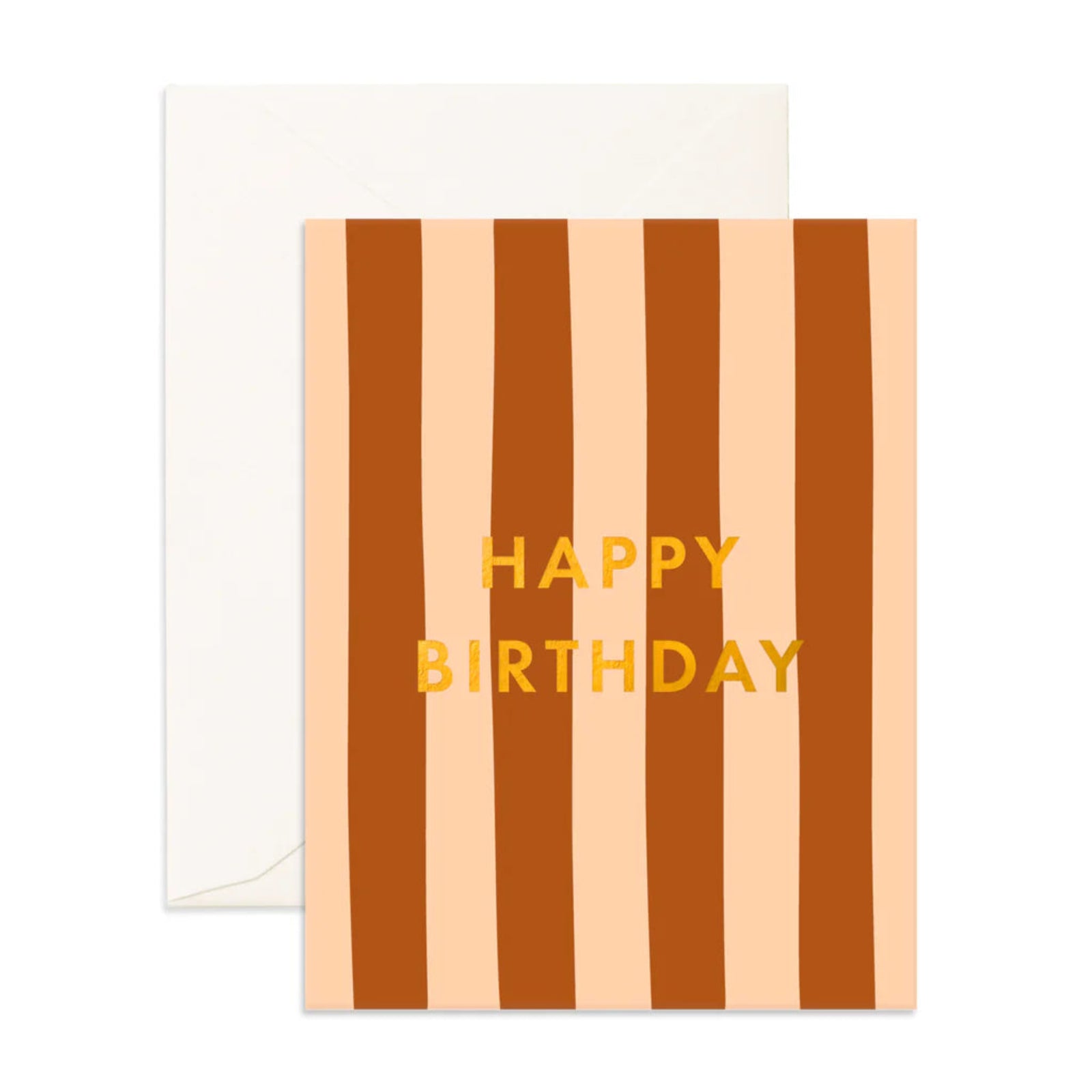 Greeting Card Birthday Rust Stripe