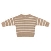 Beige sweater with white stripes on a white background