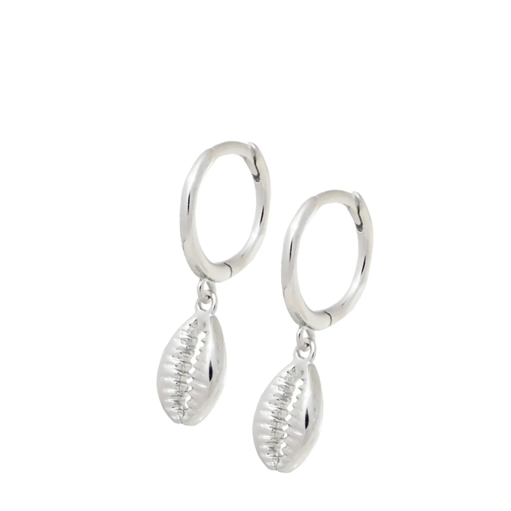 Sterling Silver Cowrie Shell Huggies