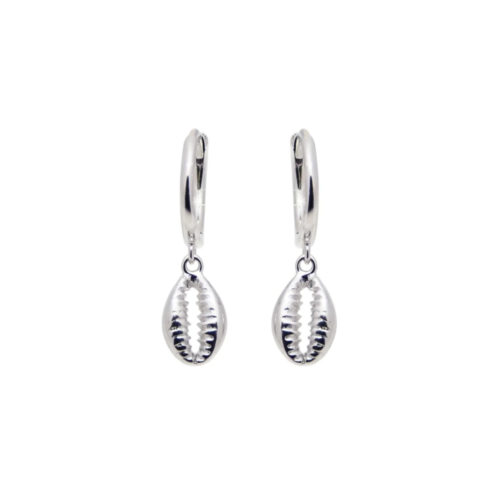Sterling Silver Cowrie Shell Huggies