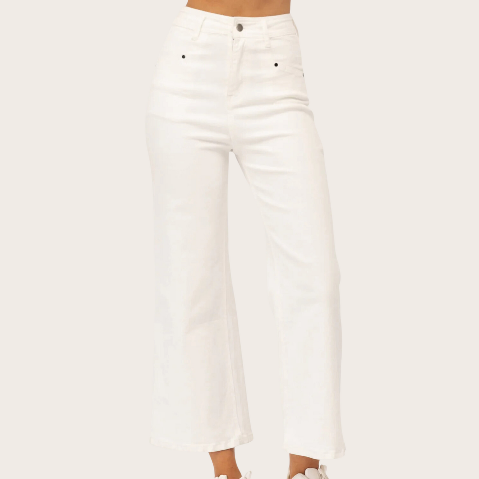 Oatmeal Cropped Wide Leg Jean