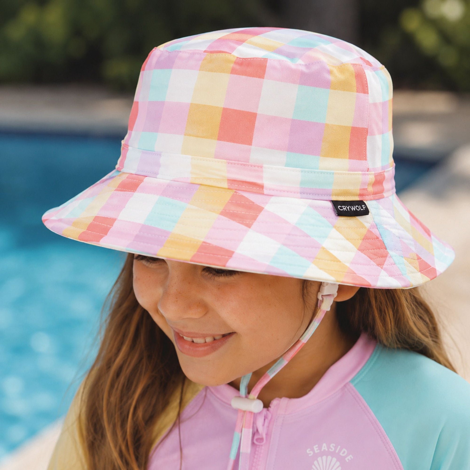 Swim Bucket Hat Pop Gingham
