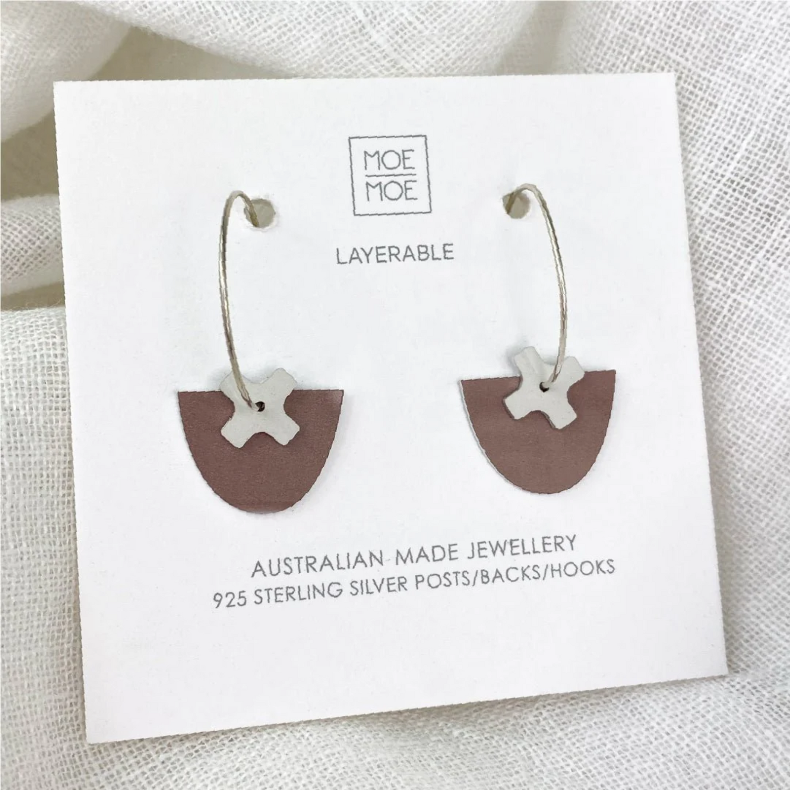 Earth & Stone Layered Cross Bell Hoops