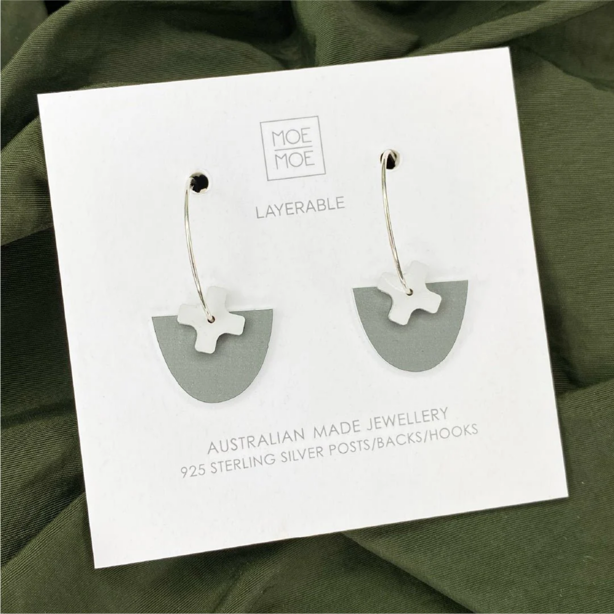 Earth &amp; Stone Layered Cross Bell Hoops