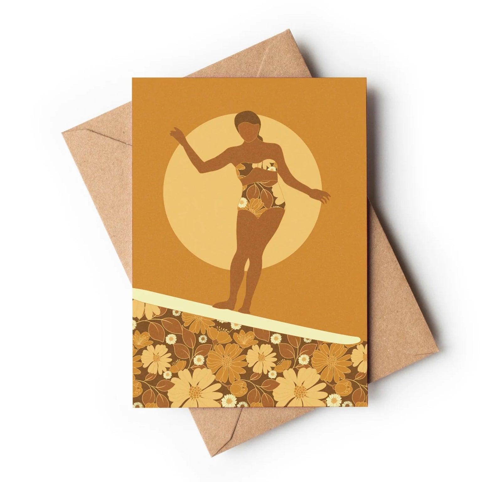 Greeting Card Floral Surfer