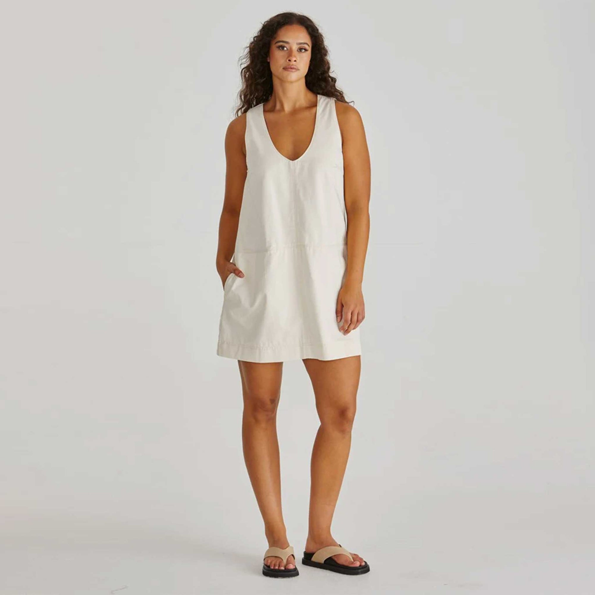 Marcy Denim Shift Dress - Parchment