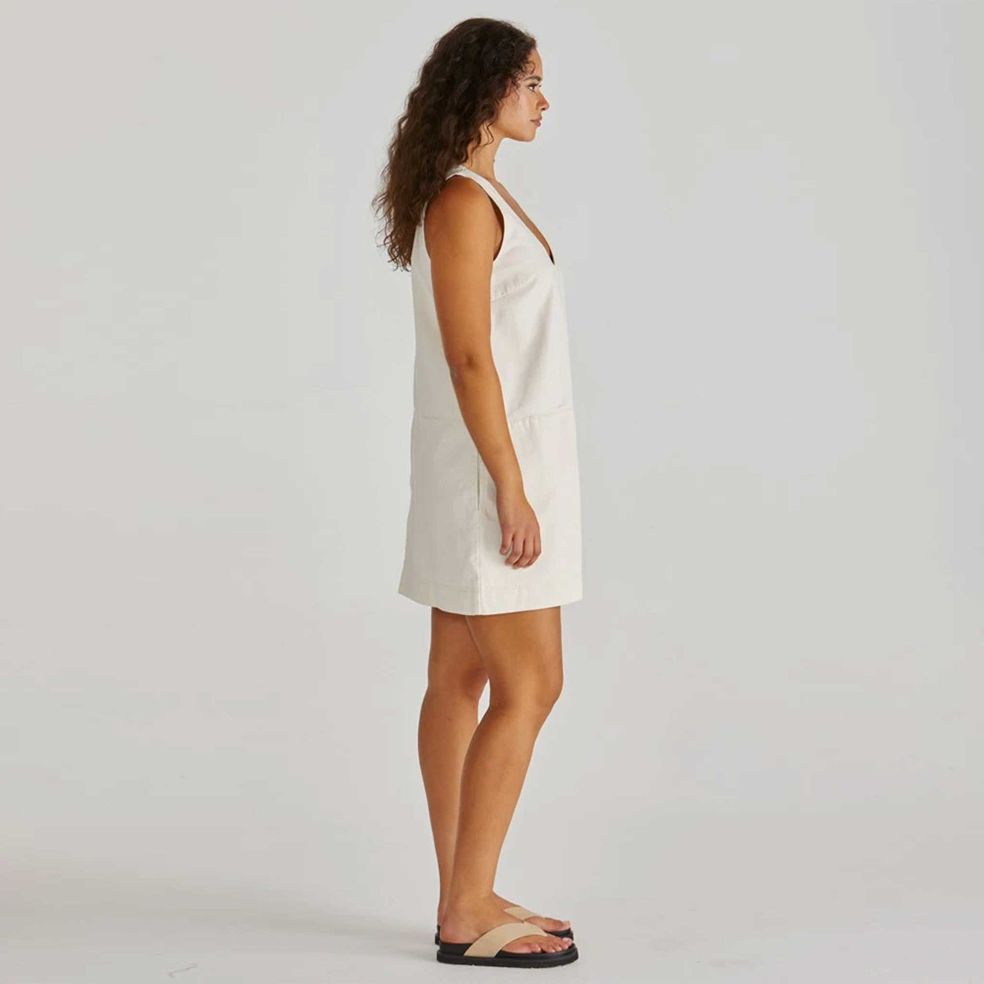 Marcy Denim Shift Dress - Parchment