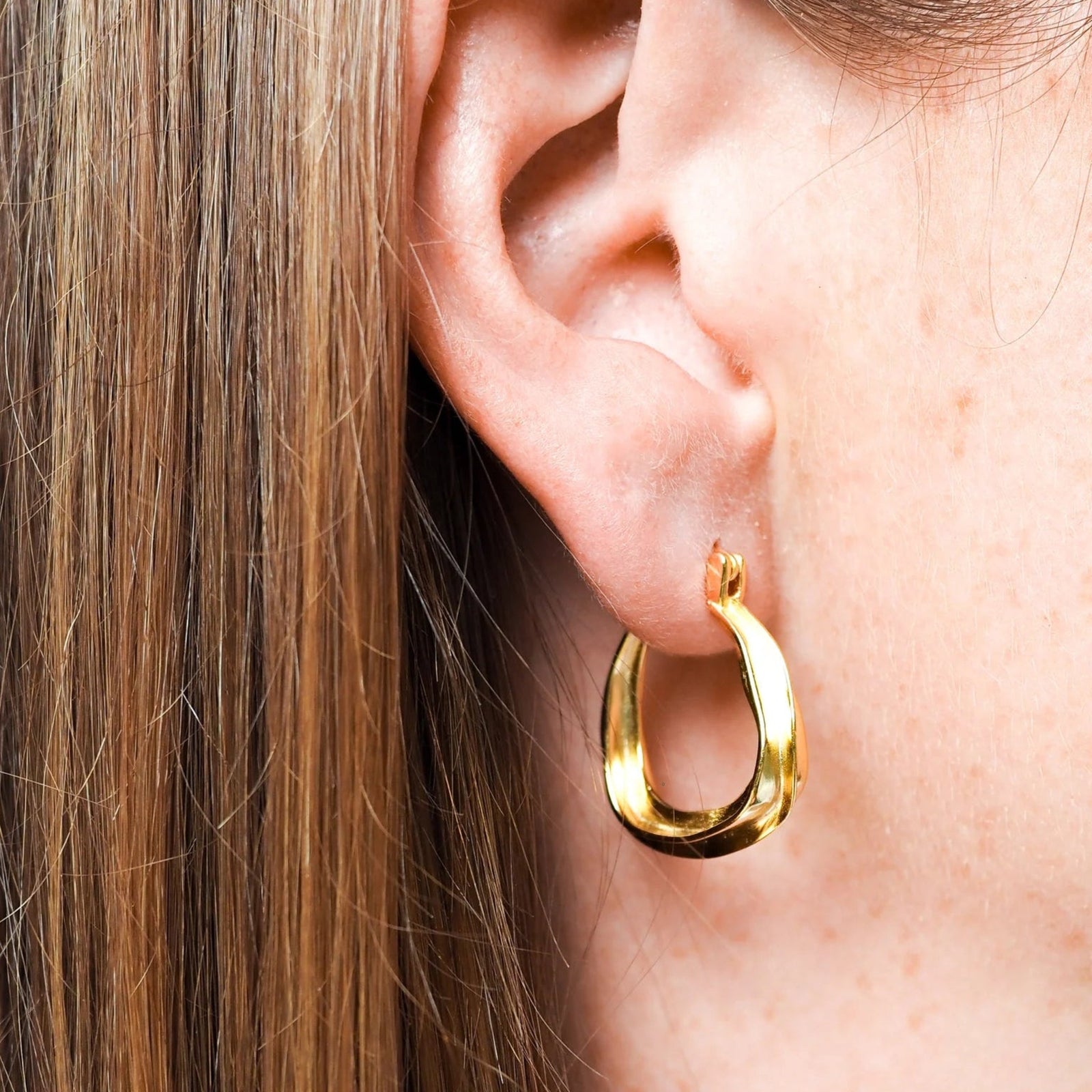 Geometric Pear Shape Hoop Earrings