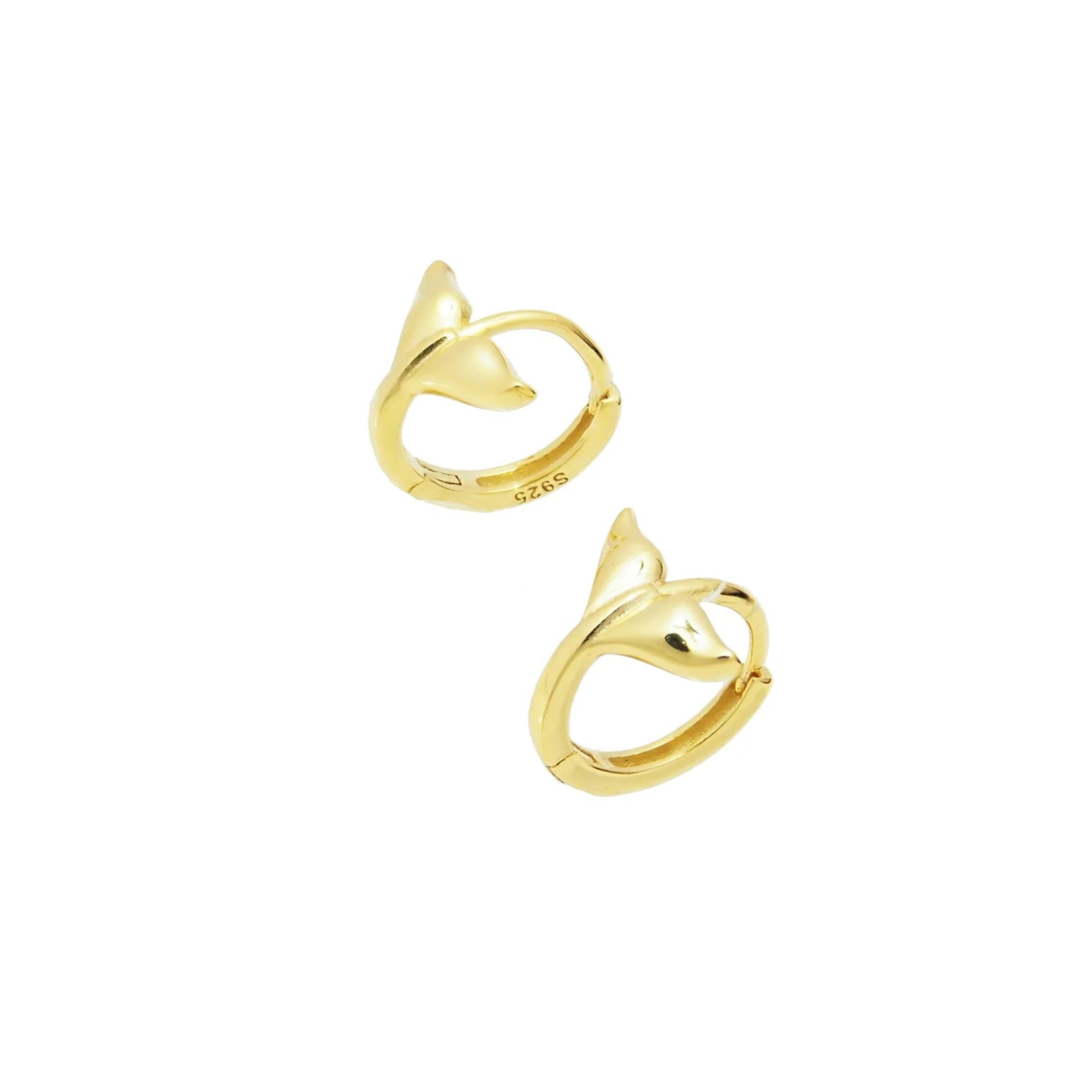 18k Gold Plated Whale Tail Huggie Earrings