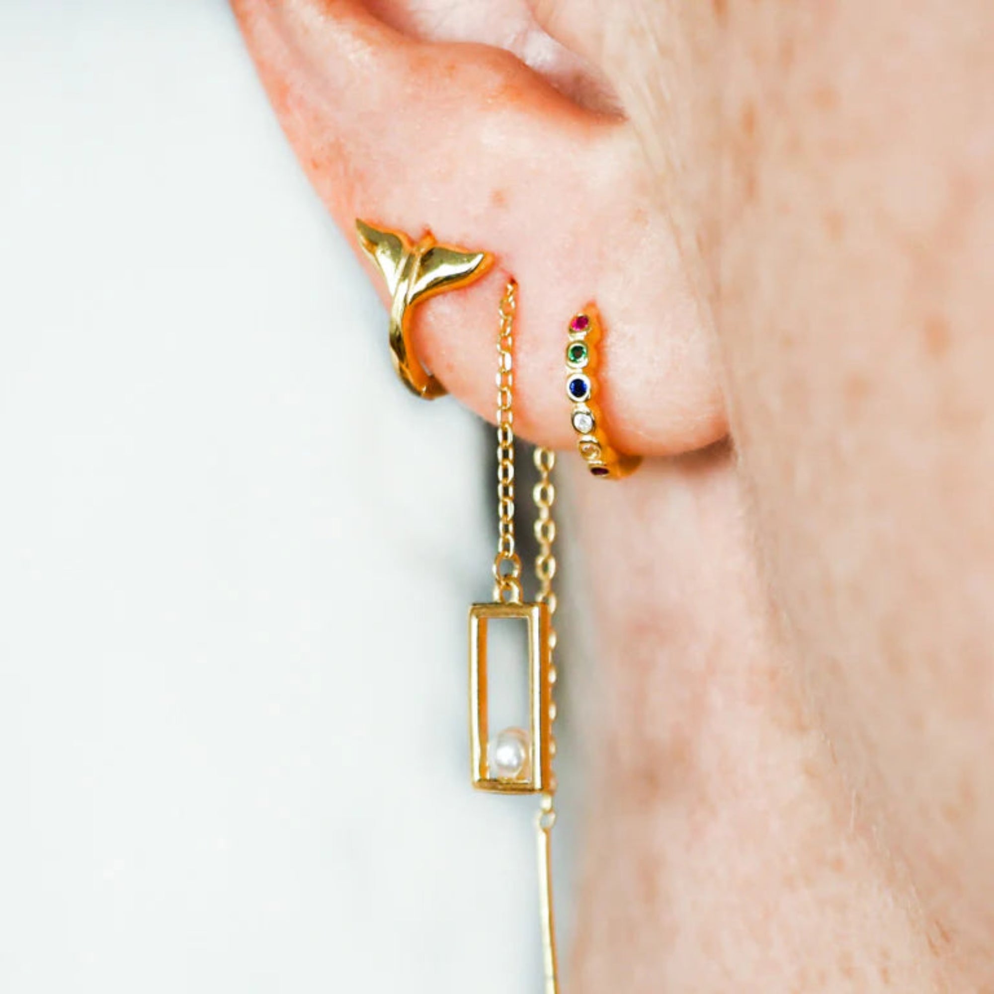 18k Gold Plated Whale Tail Huggie Earrings