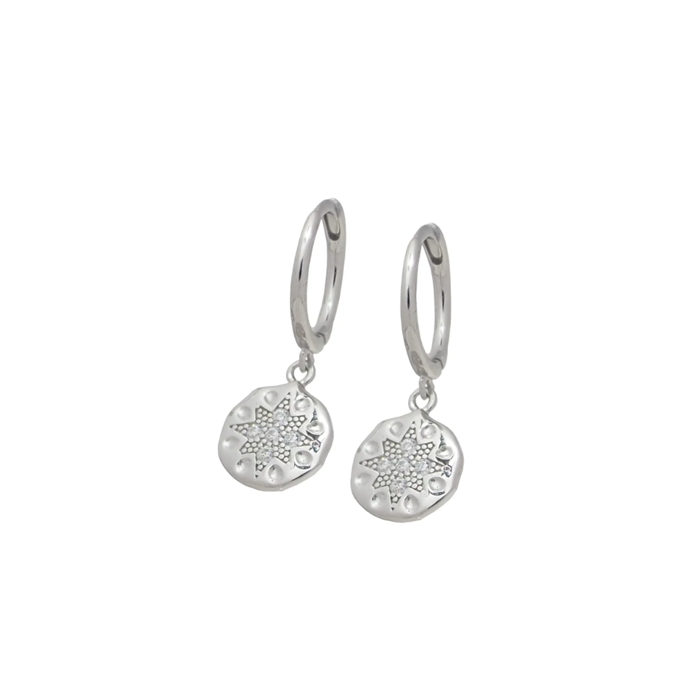 Sterling Silver Huggie Earrings North Star