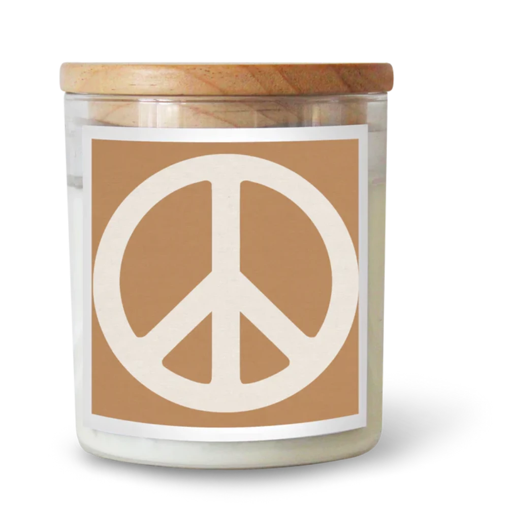 Peace Sign Candle - Tan