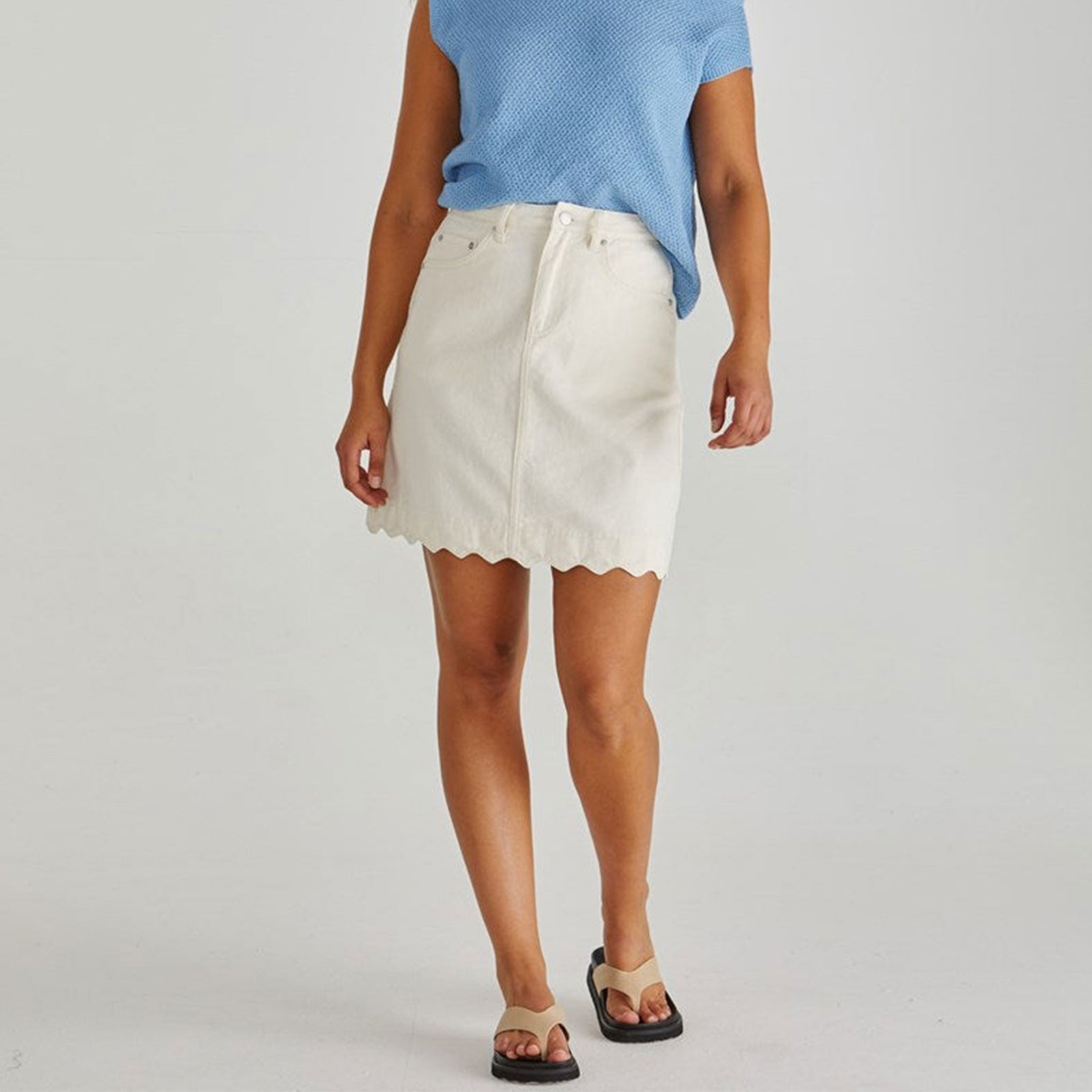 The Vale Scalloped Denim Skirt