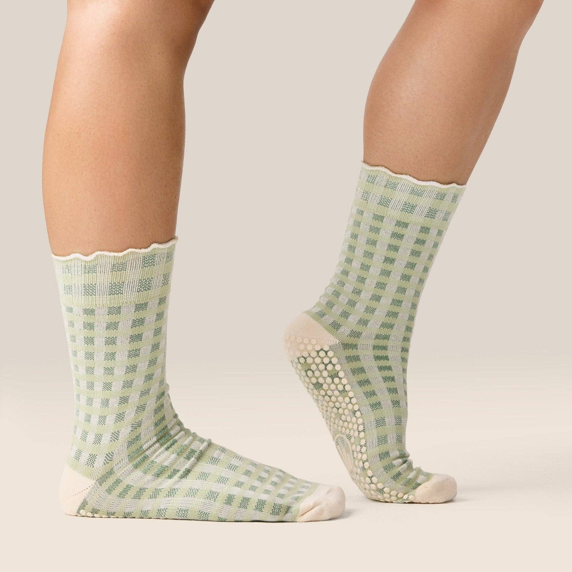 Crew Grip Socks Gingham Frill Mint