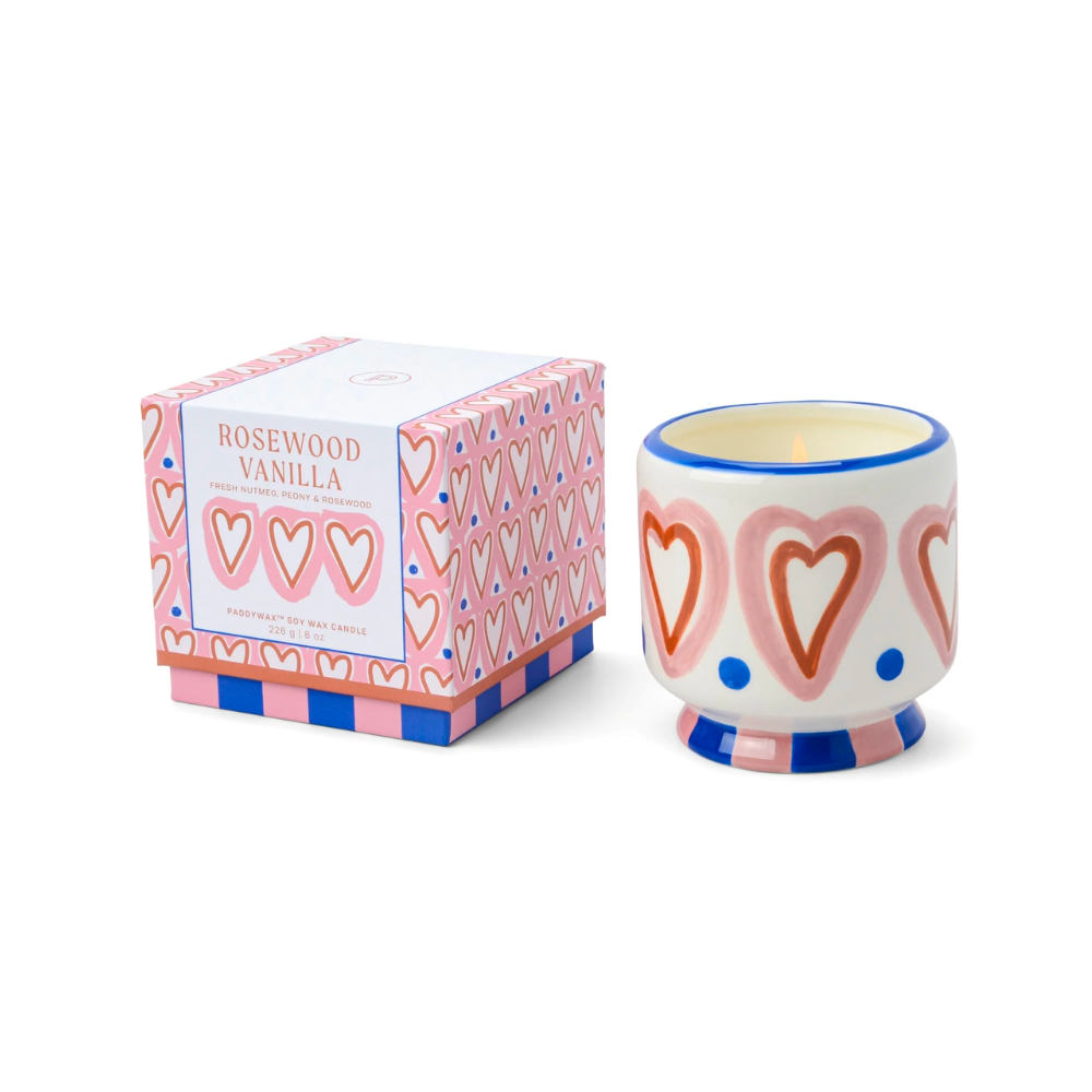Adopo Hearts Ceramic Candle - Rosewood Vanilla