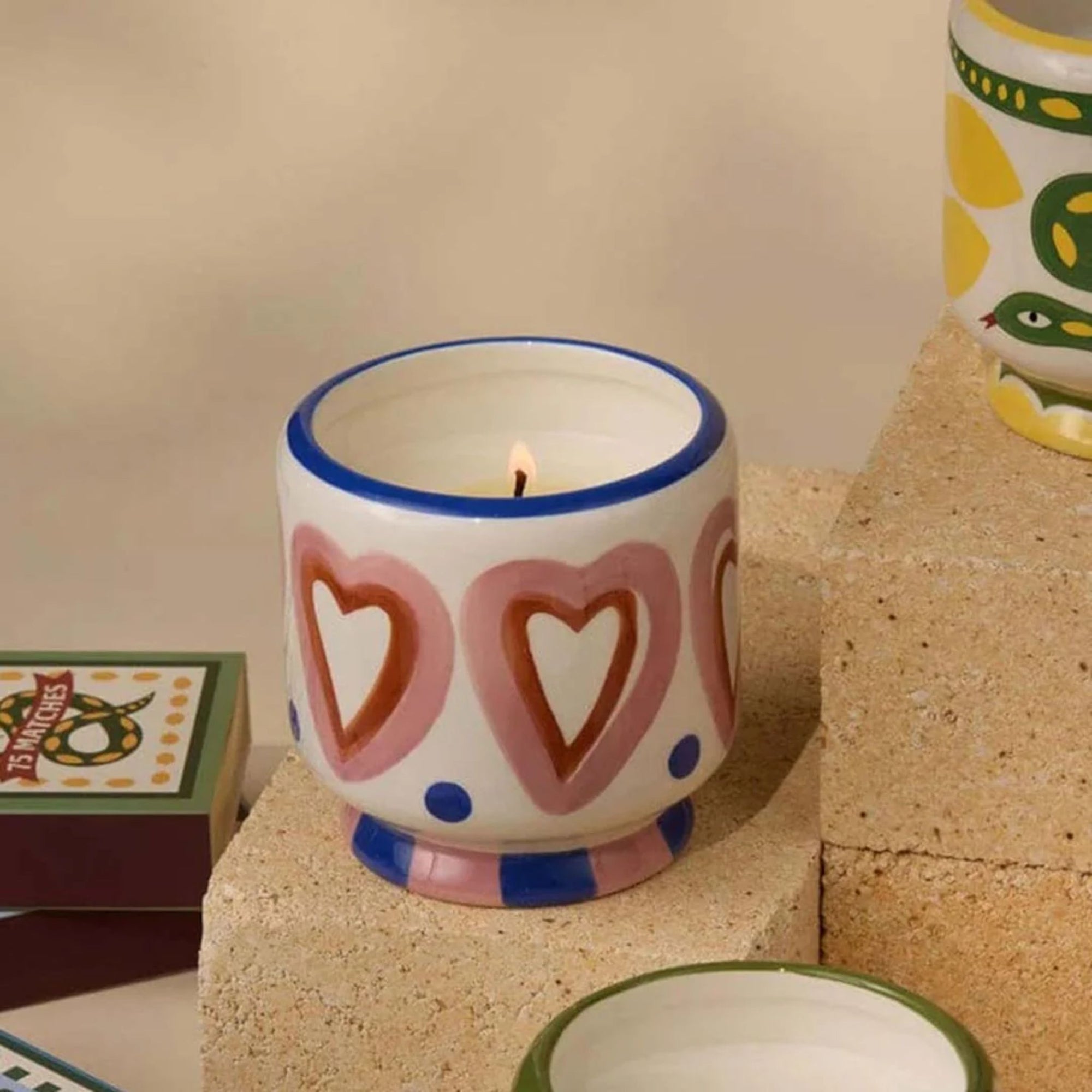 Adopo Hearts Ceramic Candle - Rosewood Vanilla