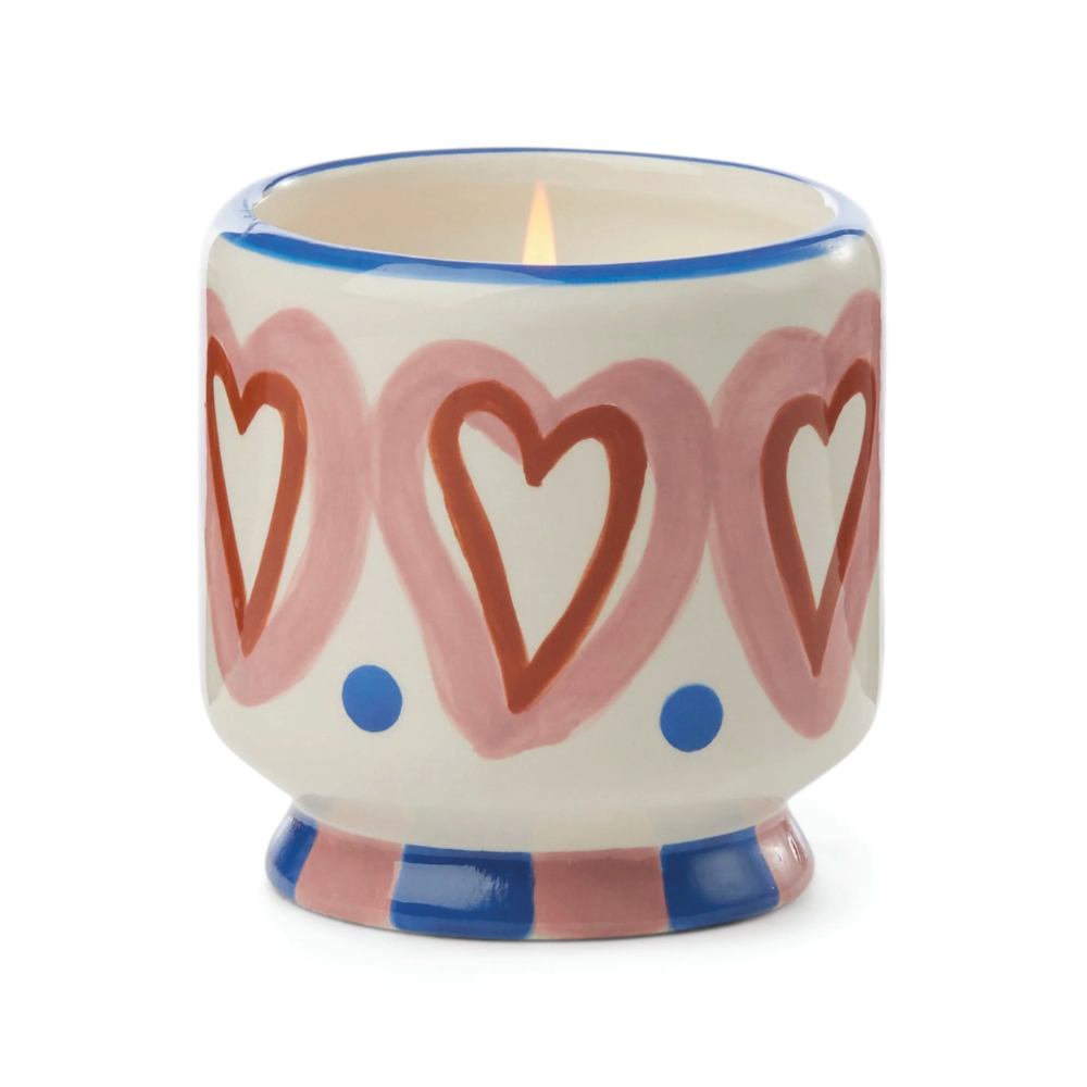 Adopo Hearts Ceramic Candle - Rosewood Vanilla