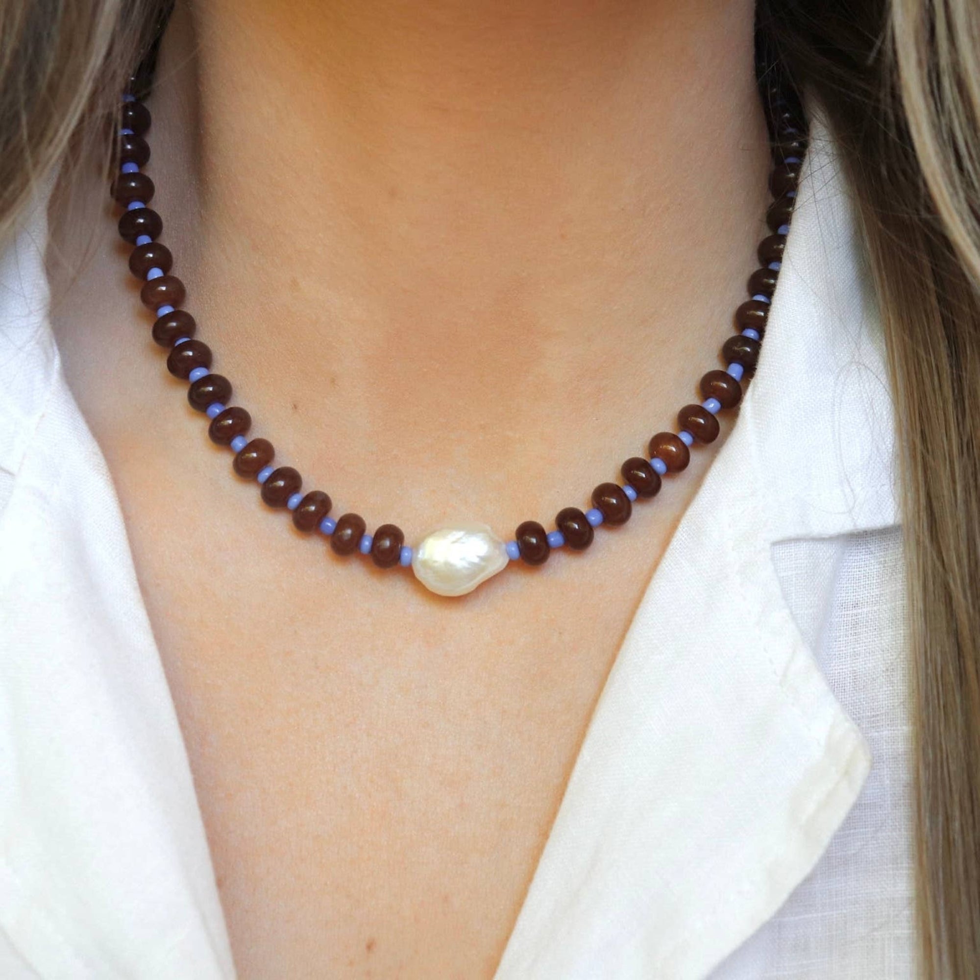 Runway Pearl &amp; Stone Necklace