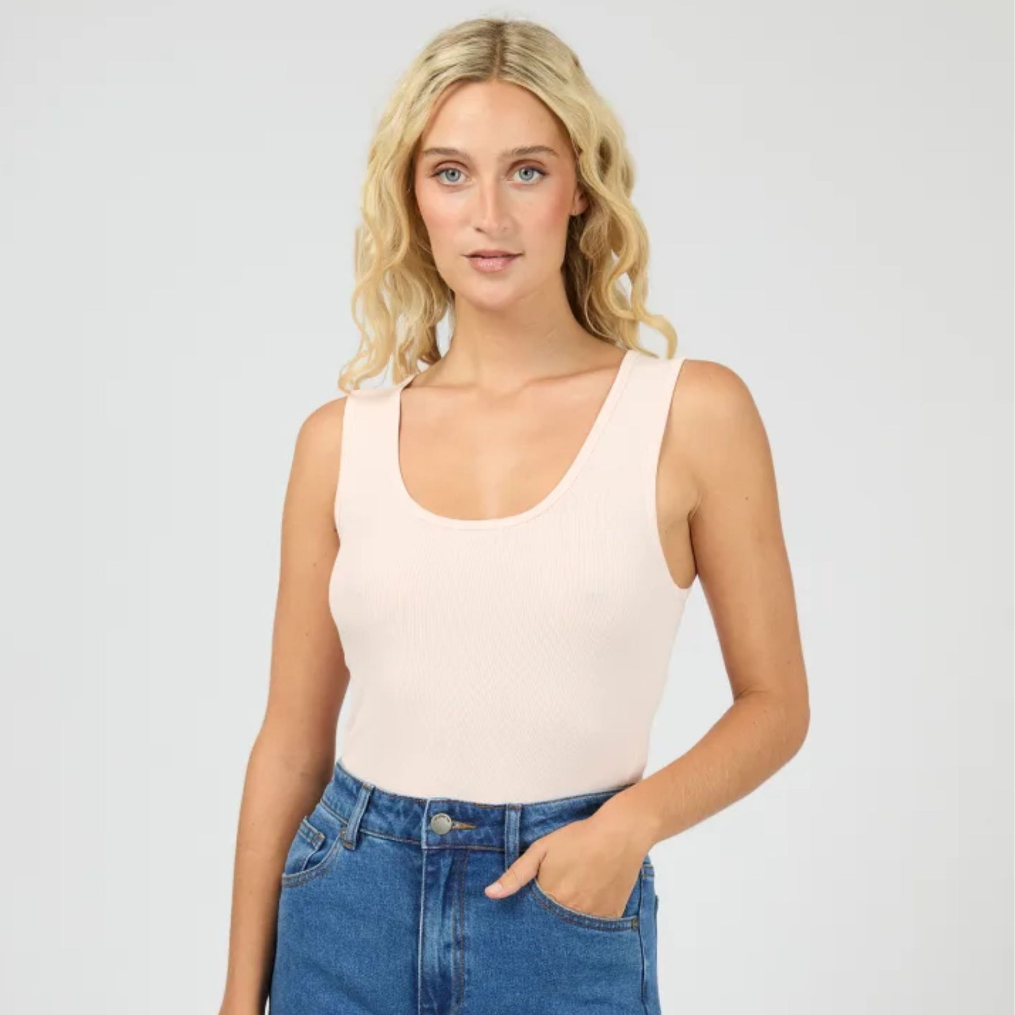 Washed Rib Scoop Neck Tank
