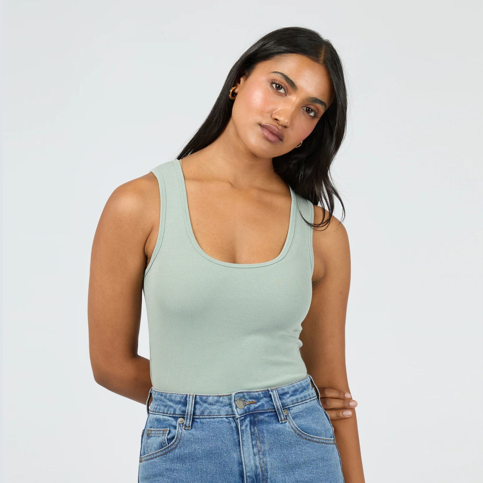 Washed Rib Scoop Neck Tank - Oxley and Moss