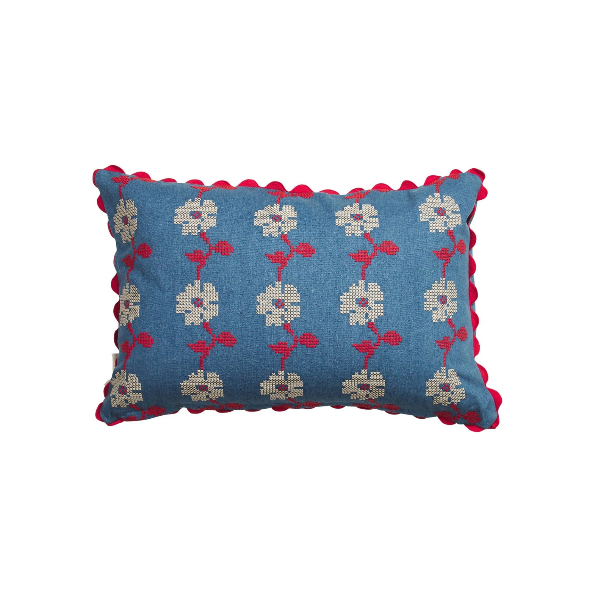 Anneliese Reversible Denim Cushion Poppy